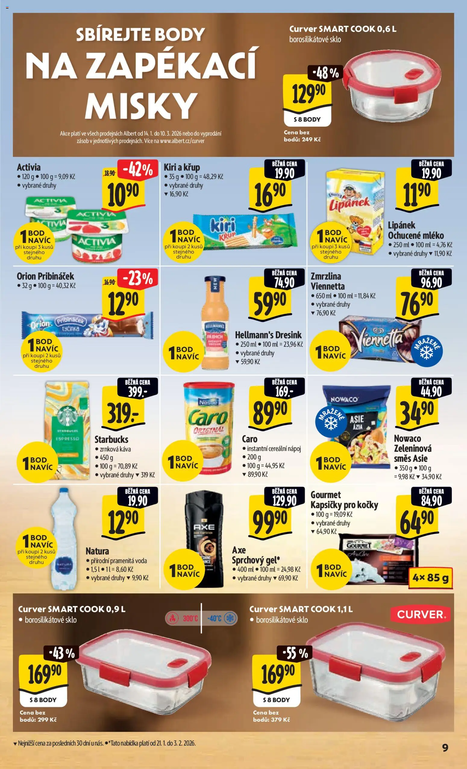 Albert leták - Hypermarket od 21.01.2026 | Strana: 14 | Produkty: Voda, Viennetta, Hellmann's, Body