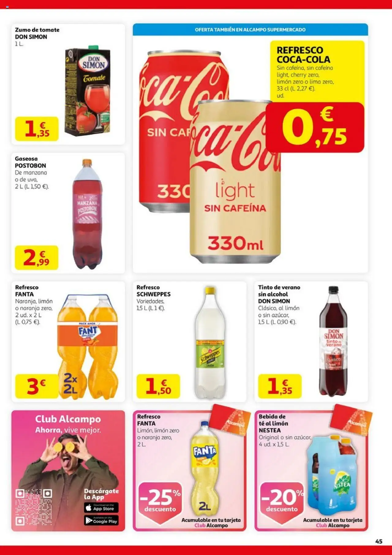 Alcampo - HG Madrid Unificado  │ válido desde el 14.08.2025 | Página: 45 | Productos: Lima, Ροζ πιπέρι, Té, Gaseosa