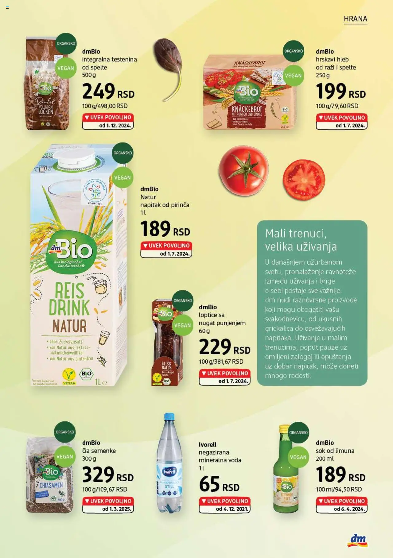 DM Drogerie katalog - važi od 01.08.2025 | Strana: 5 | Proizvode: Čia semenke, Testenina, Voda, Sok