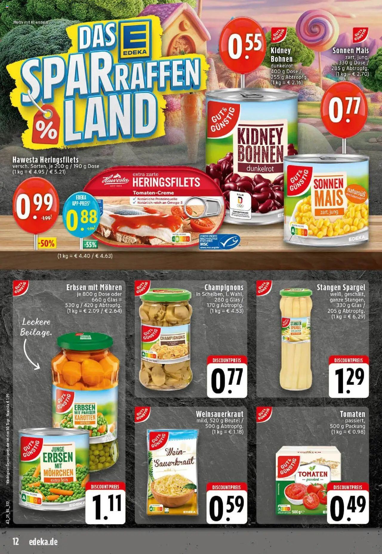 Edeka prospekt Westerkappeln	 – gültig ab 13.10.2025 | Seite: 12 | Produkte: Tomaten, Champignons, Wein, Erbsen