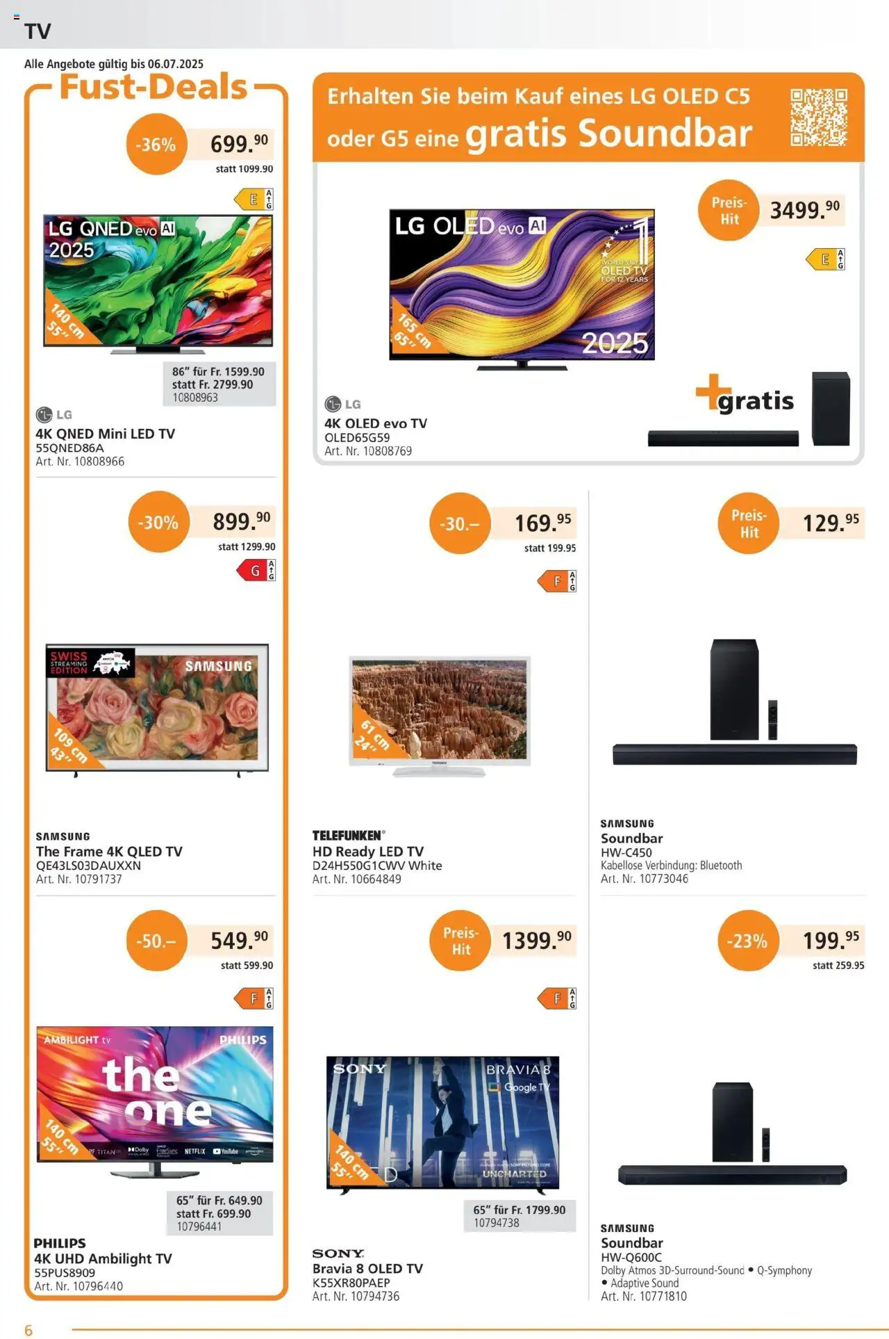 Fust Aktionen ab 23.06.2025 | Seite: 6 | Produkte: Soundbar, TV, LG, Sony