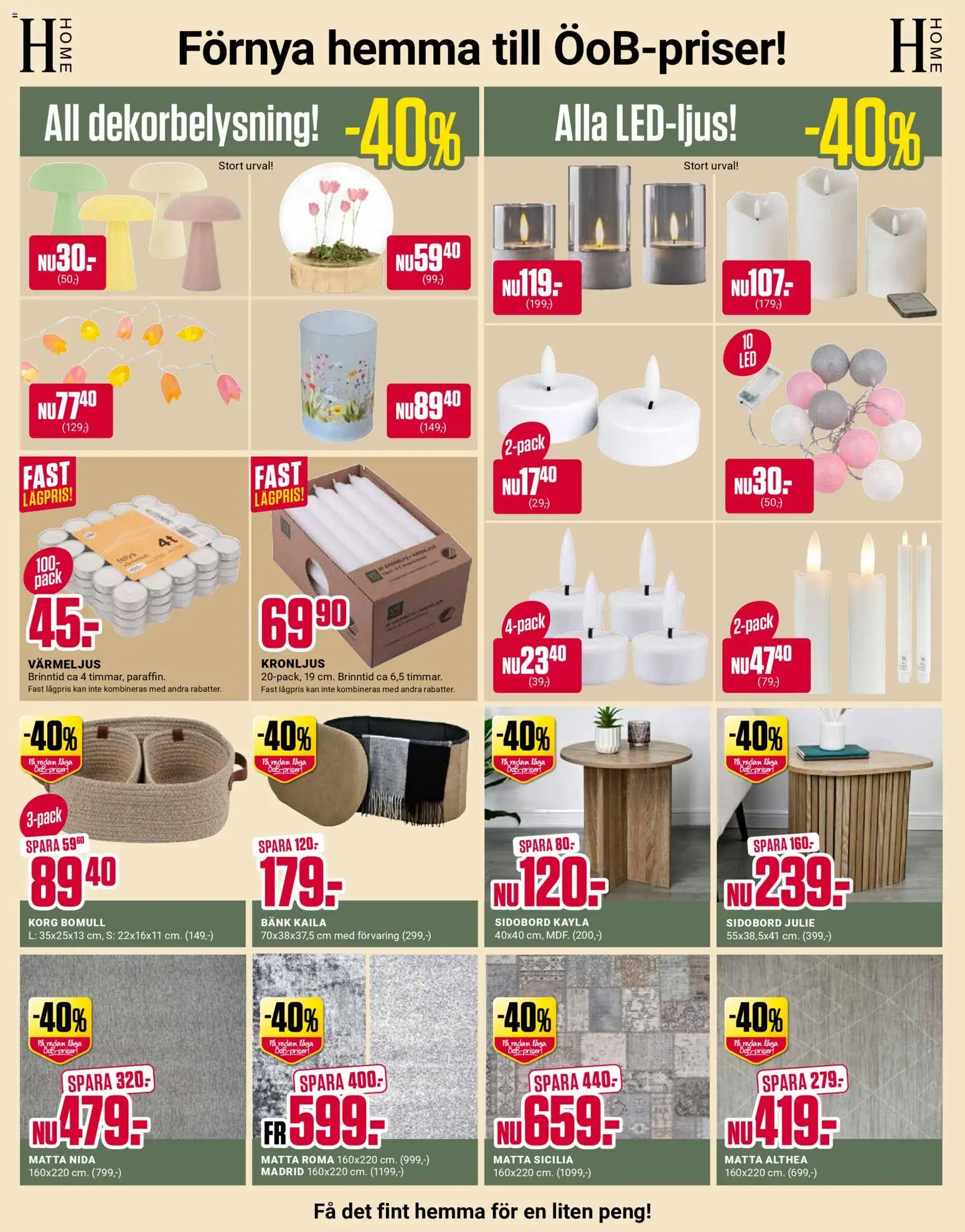 ÖoB reklamblad aktuell från 16.02.2026 | Sida: 5 | Produkter: Bänk, Korg, Matta, Värmeljus