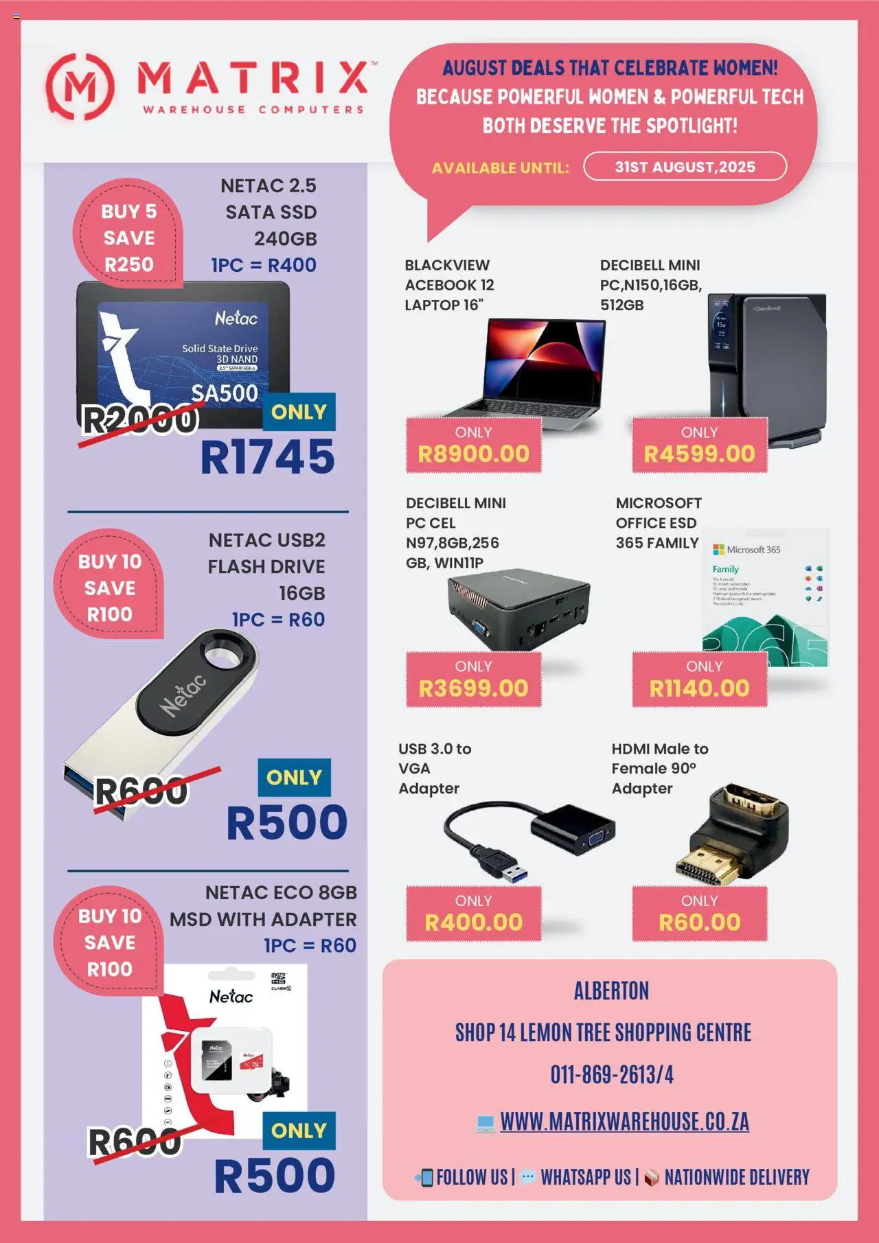 Matrix Warehouse Specials │ valid from 01.08.2025 | Page: 1 | Products: PC, Adapter, USB, Laptop