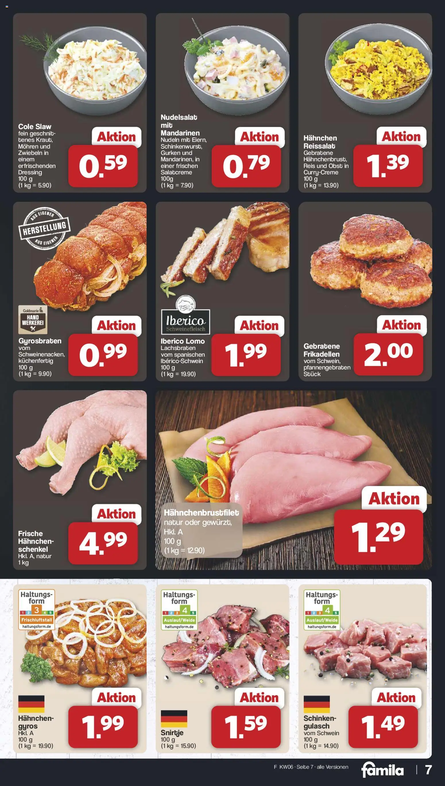 Famila Nordwest Prospekt 	 – gültig ab 02.02.2026 | Seite: 7 | Produkte: Hahnchen, Mohren, Gulasch, Gurken