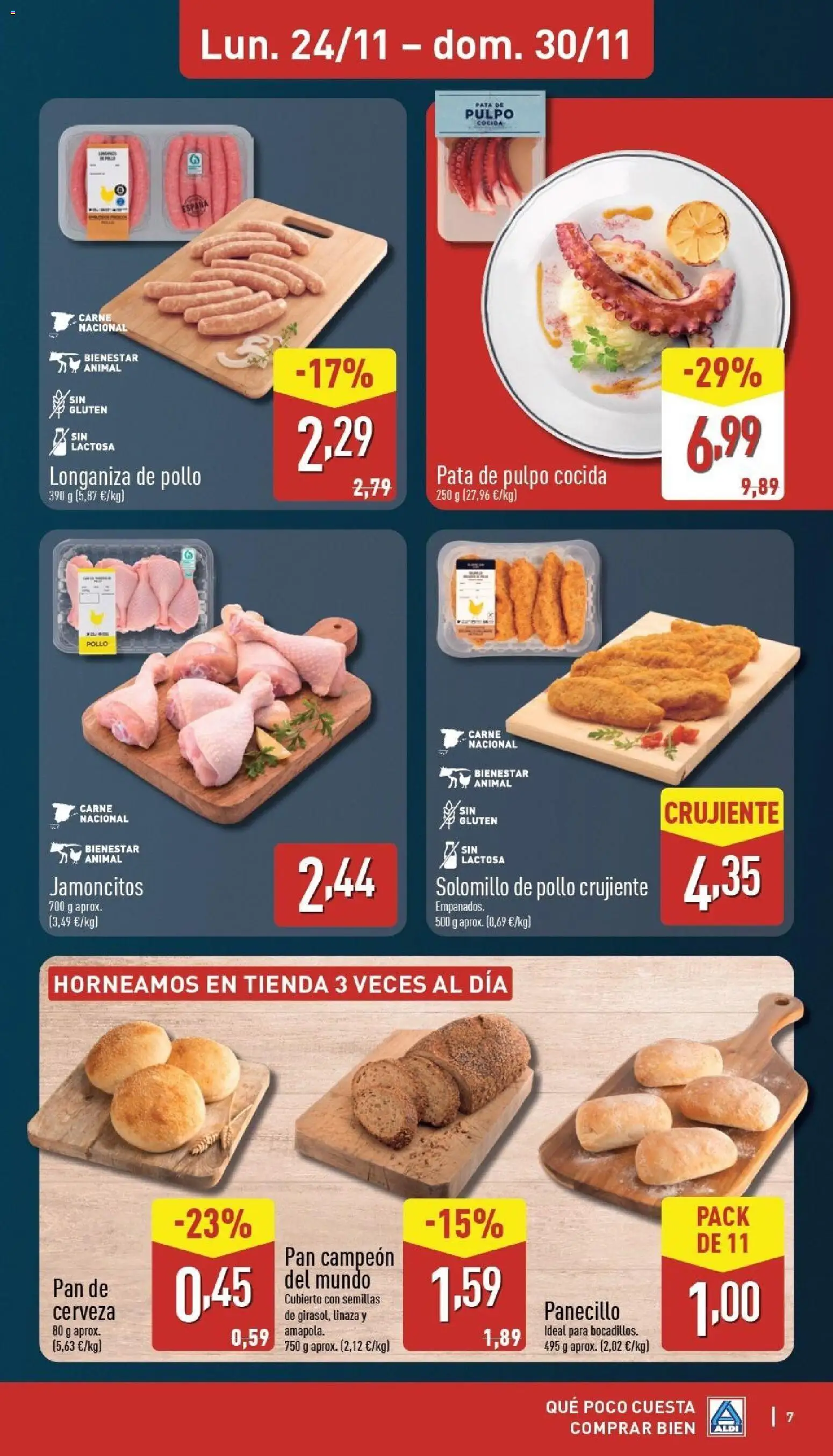 Aldi folleto Baleares │ válido desde el 24.11.2025 | Página: 7 | Productos: Pan, Cerveza, Longaniza
