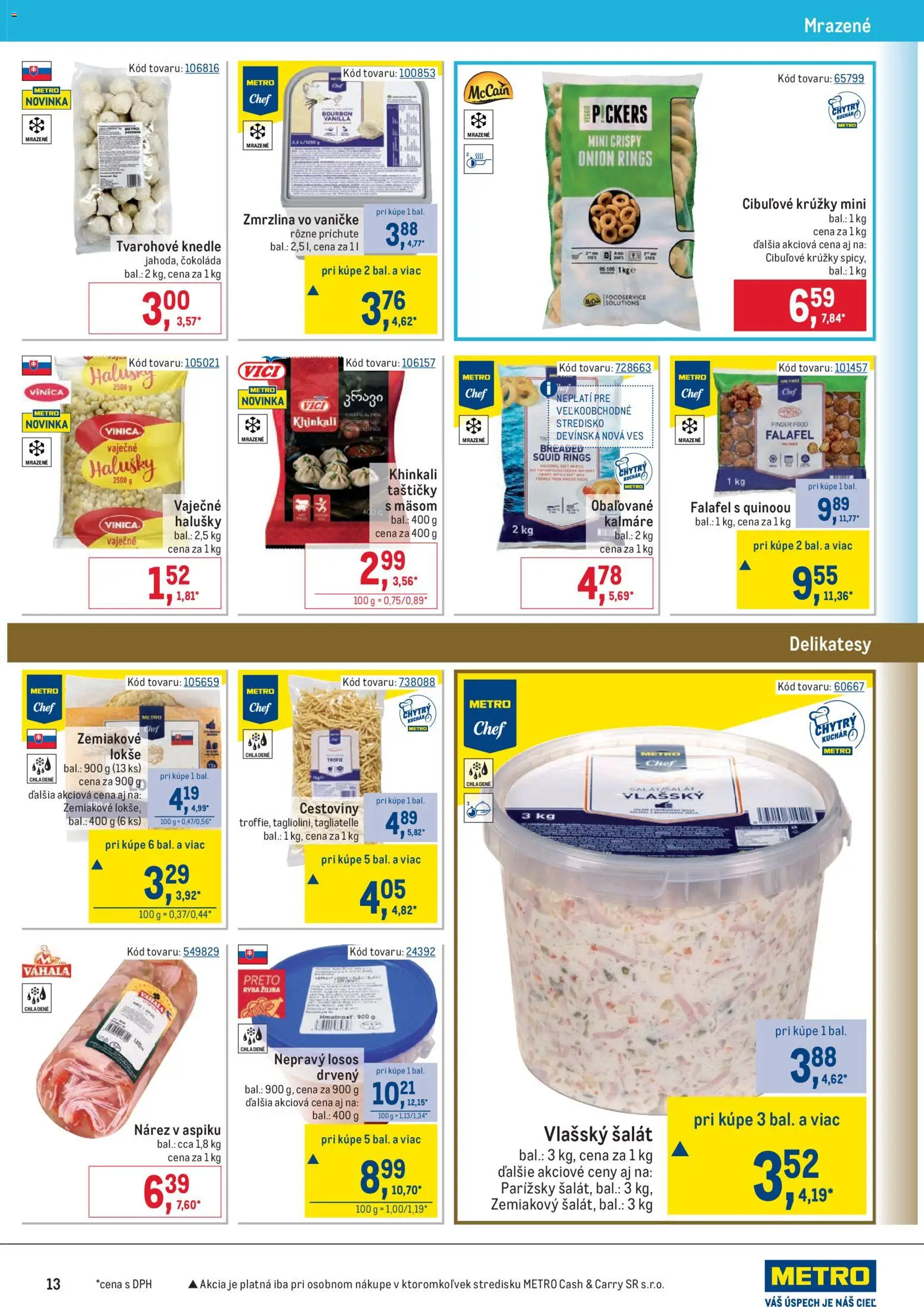 Nové Metro akcie – leták je platný od 25.03.2026 | Strana: 13 | Produkty: Zmrzlina, Čokoláda, Bourbon, Šalát