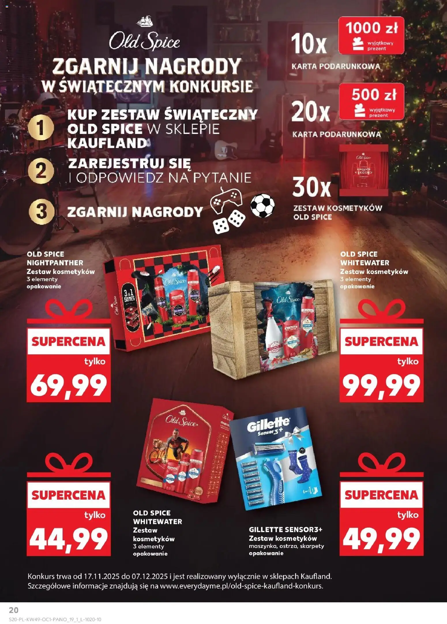 Kaufland gazetka - Drogeria od 04.12.2025 | Strona: 20 | Produkty: Karta, Gillette, Skarpety, Old spice