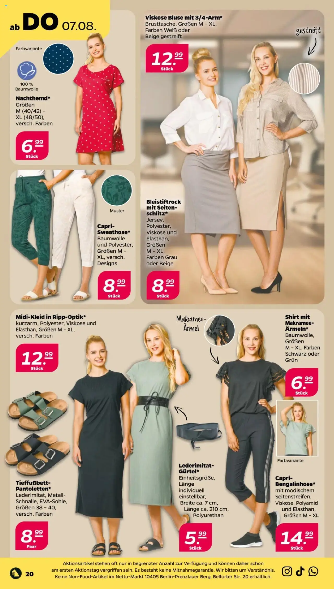 Netto Prospekt 	 - gültig ab dem 04.08.2025 | Seite: 22 | Produkte: Shirt, Midikleid, Bleistiftrock, Bluse