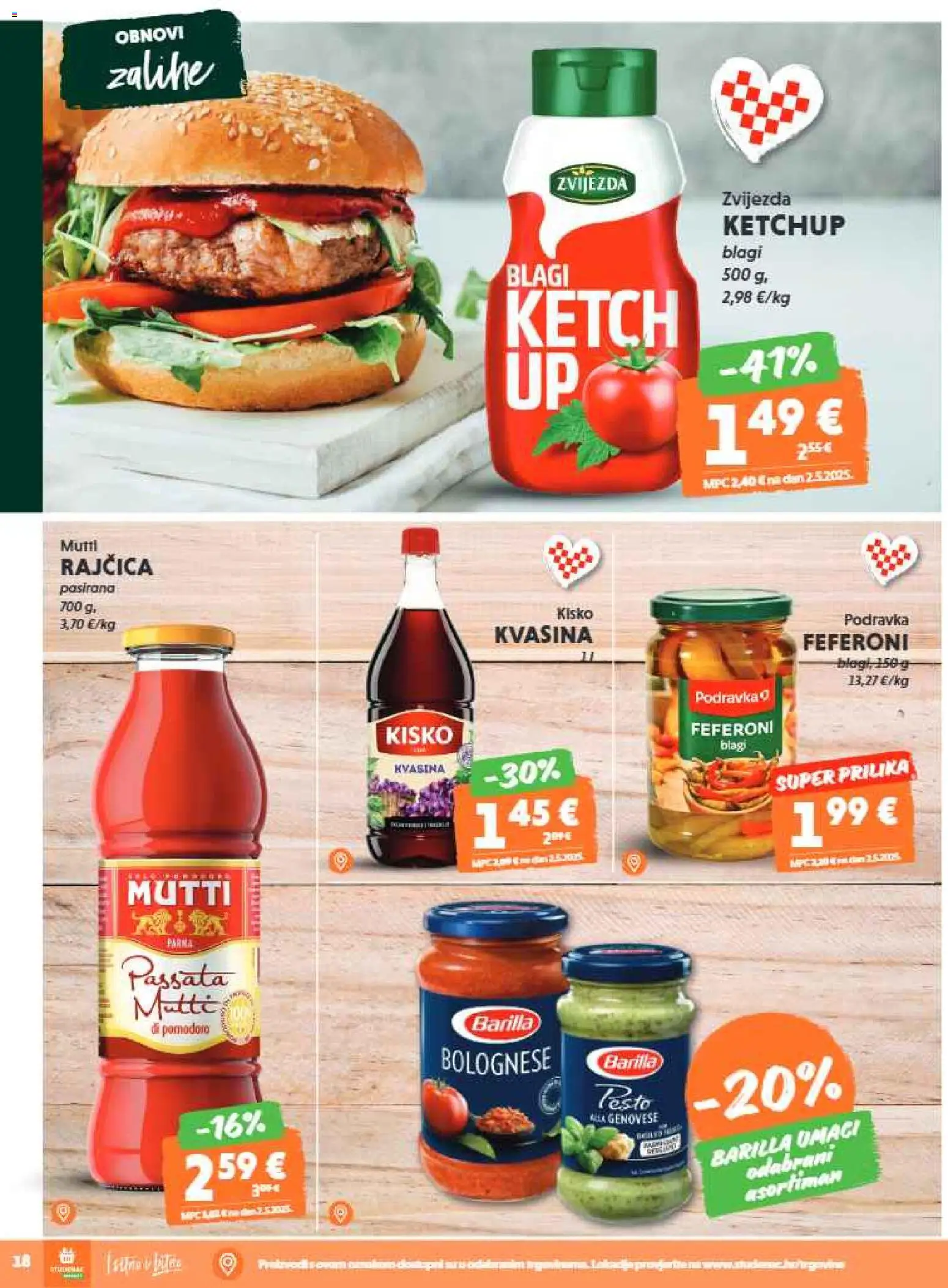 Studenac katalog | vrijedi od 04.02.2026 | Stranica: 18 | Proizvodi: Podravka, Rajčica, Feferoni, Barilla