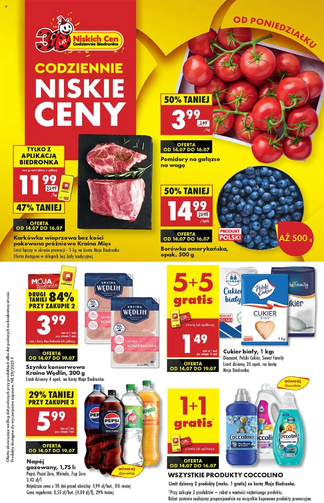 Biedronka gazetka od 14.07.2025 | Strona: 1 | Produkty: Karkówka, Karkówka wieprzowa, Kraina mięs, Pepsi