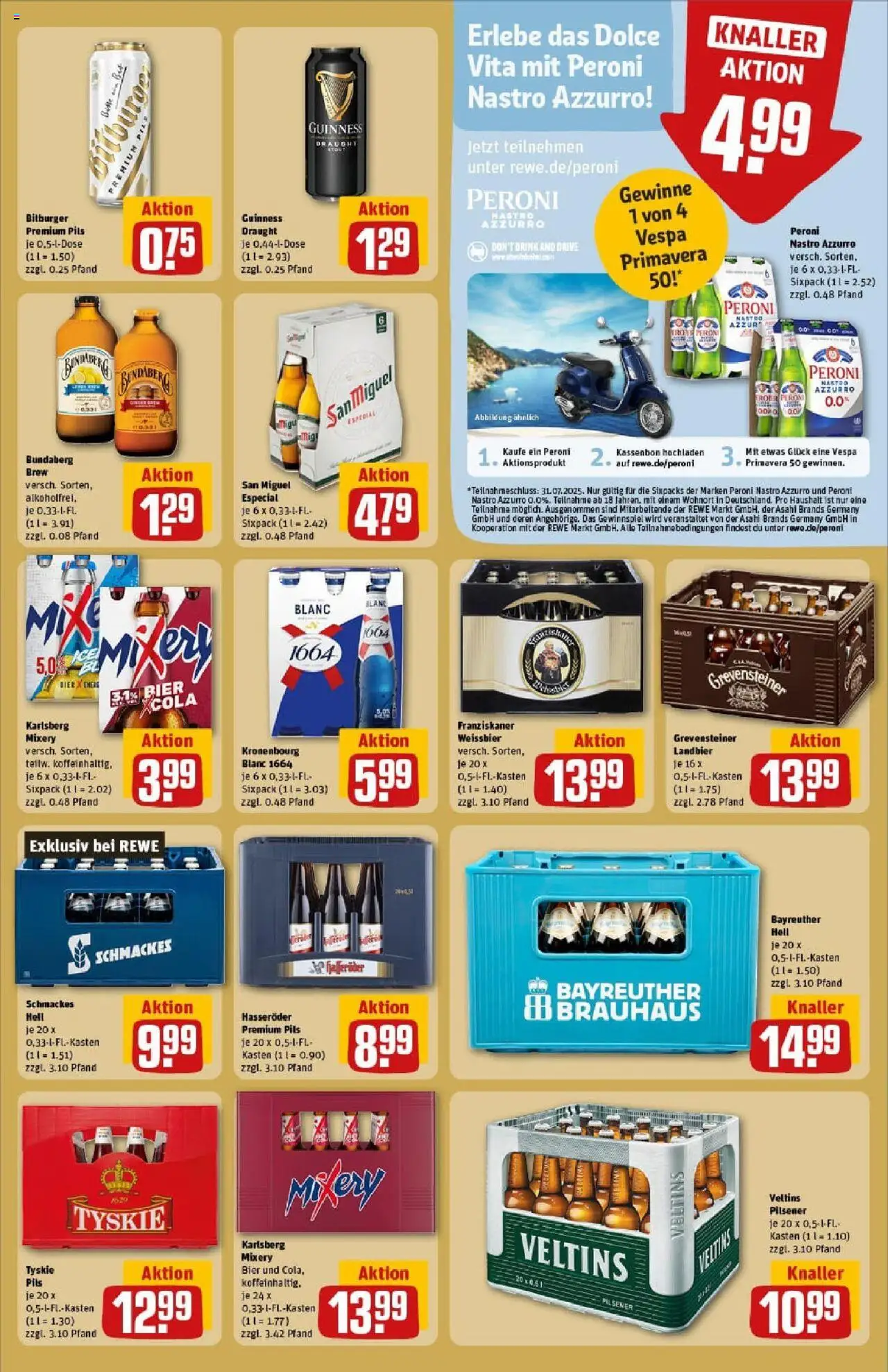 Rewe prospekt Erkelenz	 - gültig ab dem 13.07.2025 | Seite: 23 | Produkte: Franziskaner, Tyskie, Hasseröder, Veltins