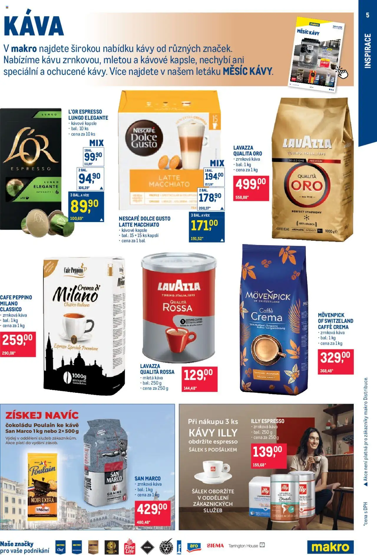Makro leták - Pro milovníky jídla od 10.09.2025 | Strana: 5 | Produkty: Káva, Šálek, Crema, Zrnková káva