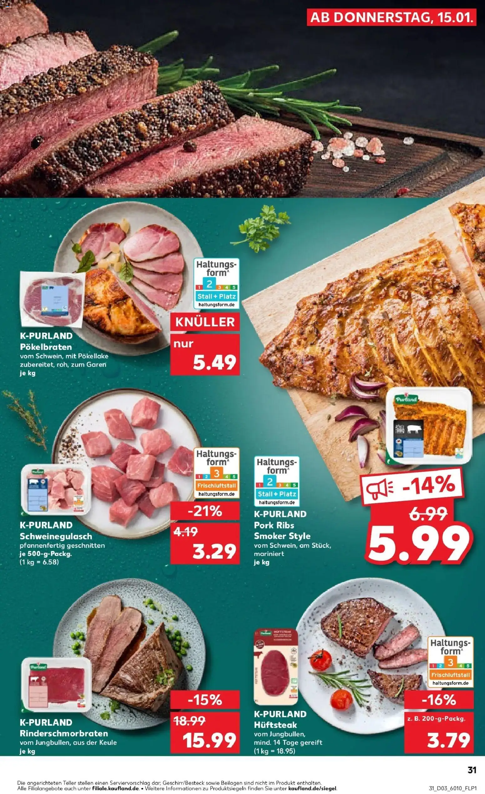 Kaufland prospekt Hechingen	 – gültig ab 19.01.2026 | Seite: 31 | Produkte: Schweinegulasch, Steak