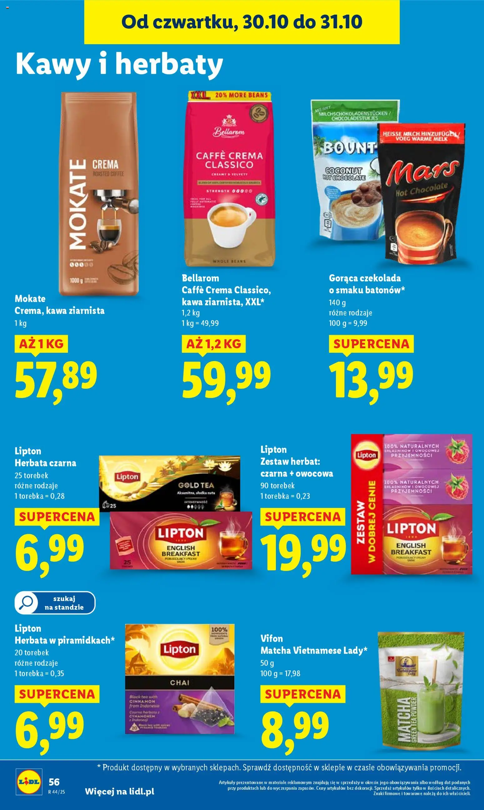 Lidl Gazetka od 30.10.2025 | Strona: 58 | Produkty: Torebka, Kawa ziarnista, Kawa, Czekolada