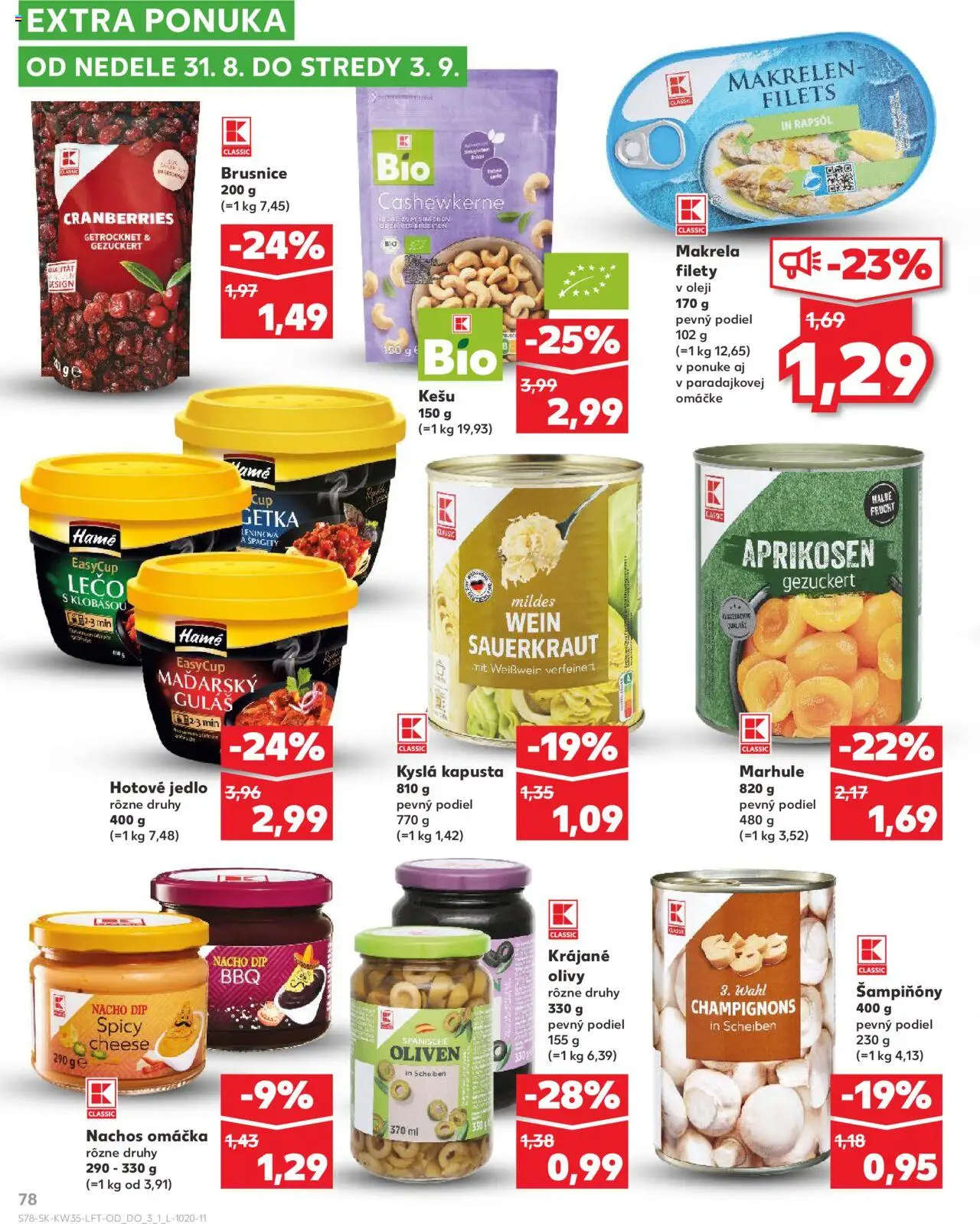 Kaufland SK akciós ujság - amely érvényes a következő dátumtól: 28.08.2025 | Oldal: 78 | Termékek: Makréla