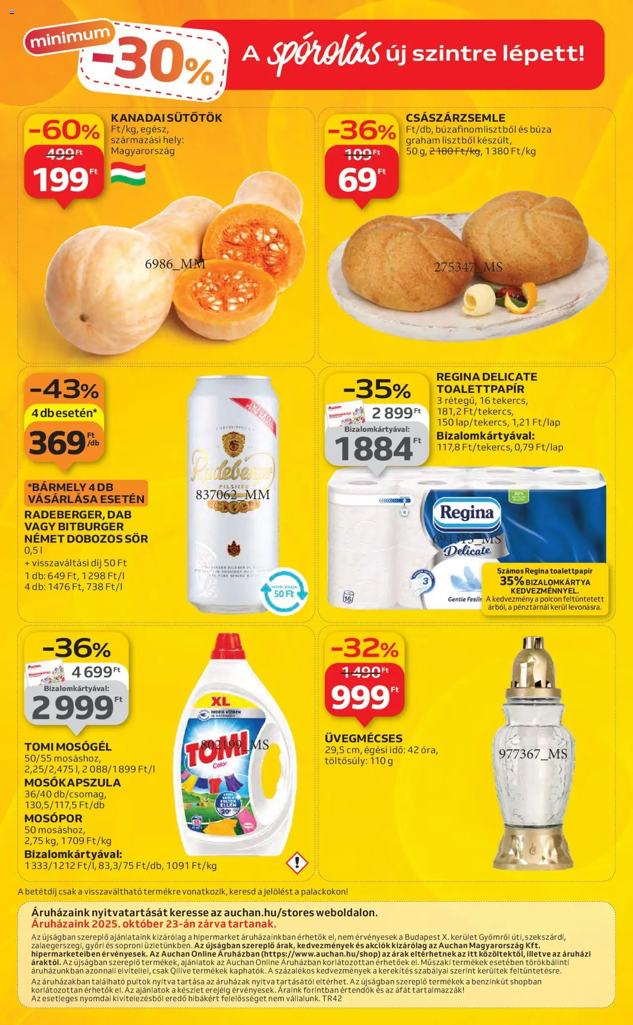 Auchan akciós ujság - amely érvényes a következő dátumtól: 16.10.2025 | Oldal: 54 | Termékek: Császárzsemle, Mosógél, Dobozos sör, Sör