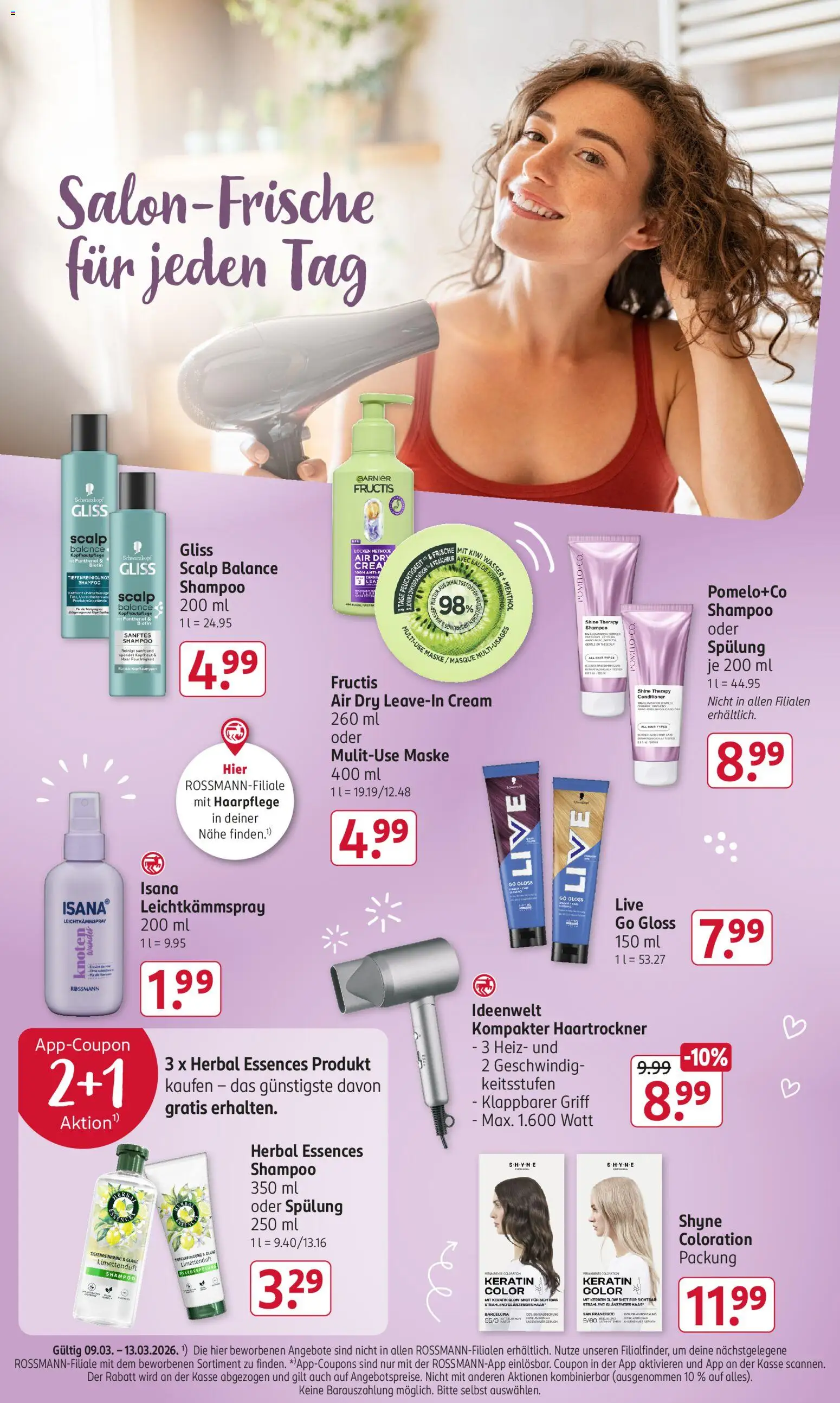 Rossmann Prospekt 	 – gültig ab 09.03.2026 | Seite: 7 | Produkte: Haartrockner, Shampoo, Spülung, Maske