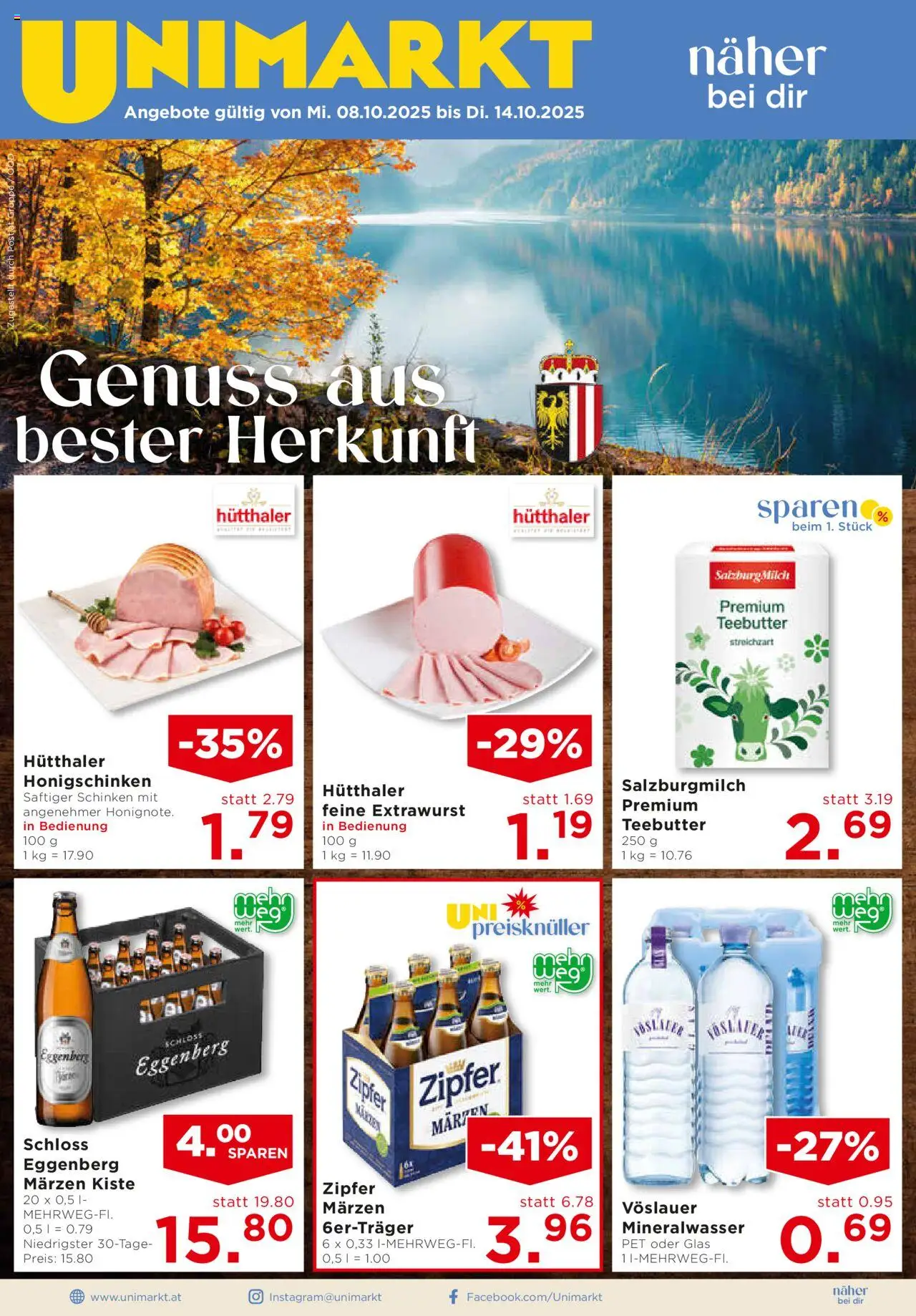 Unimarkt Salzkammergut gültig ab 08.10.2025 | Seite: 3 | Produkte: Milch, Schinken