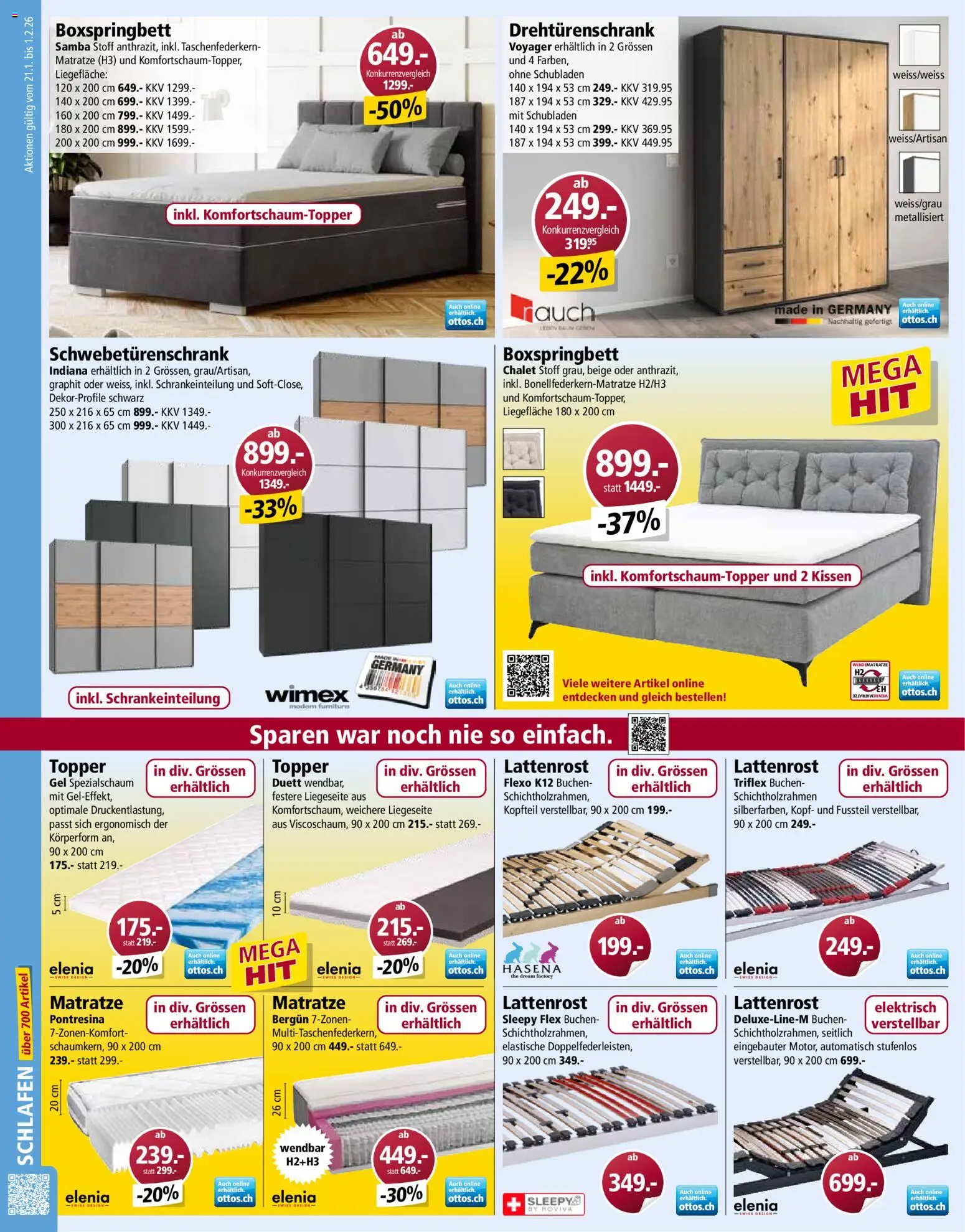 Otto's Aktionen – gültig ab 21.01.2026 | Seite: 8 | Produkte: Kissen, Lattenrost, Drehtürenschrank, Boxspringbett