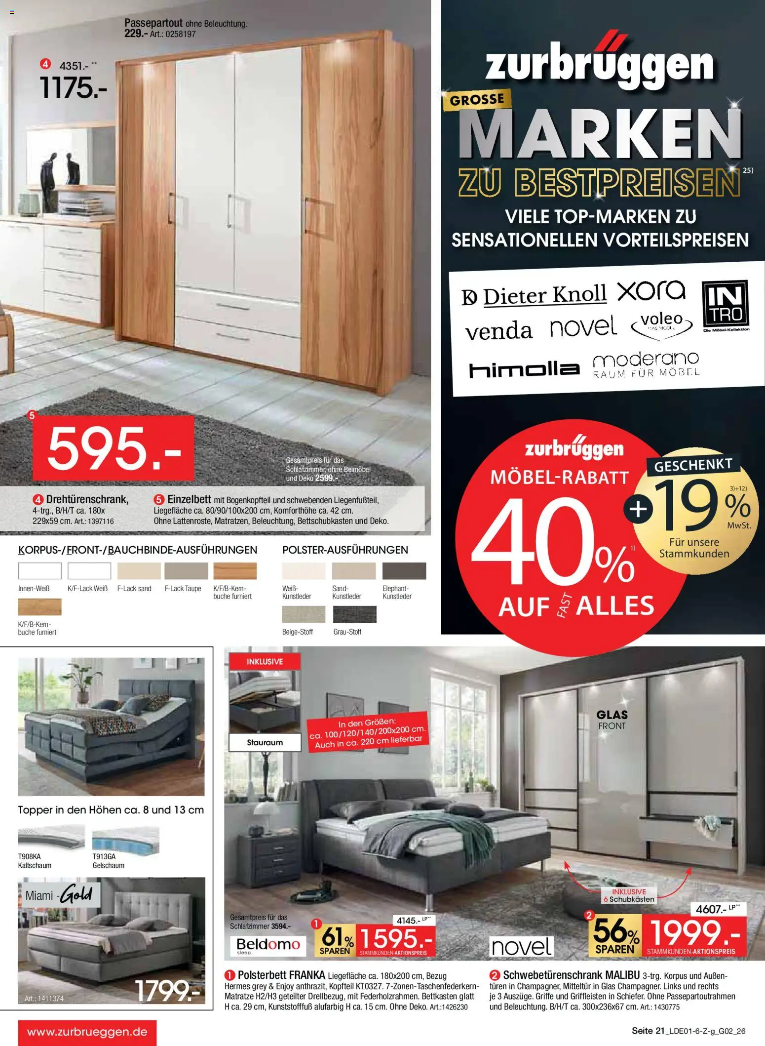 Zurbrüggen Große Marken-Sensation – gültig ab 31.01.2026 | Seite: 23 | Produkte: Matratze, Schwebetürenschrank, Einzelbett, Polsterbett