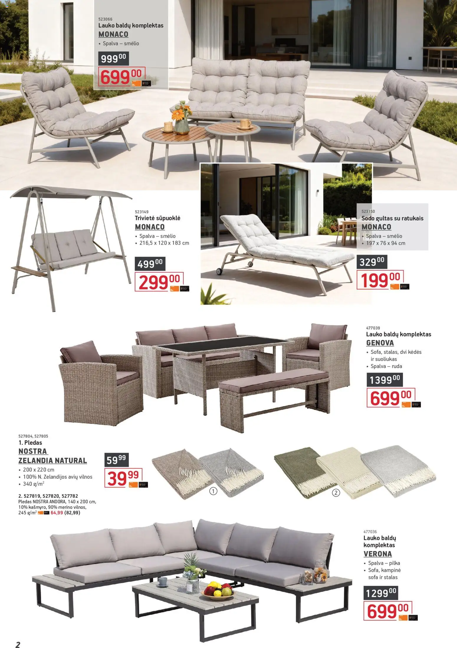 ERMITAŽAS akcijos nuo 01.04.2026 | Puslapis: 2 | Prekių: Gultas, Sofa, Stalas, Pledas