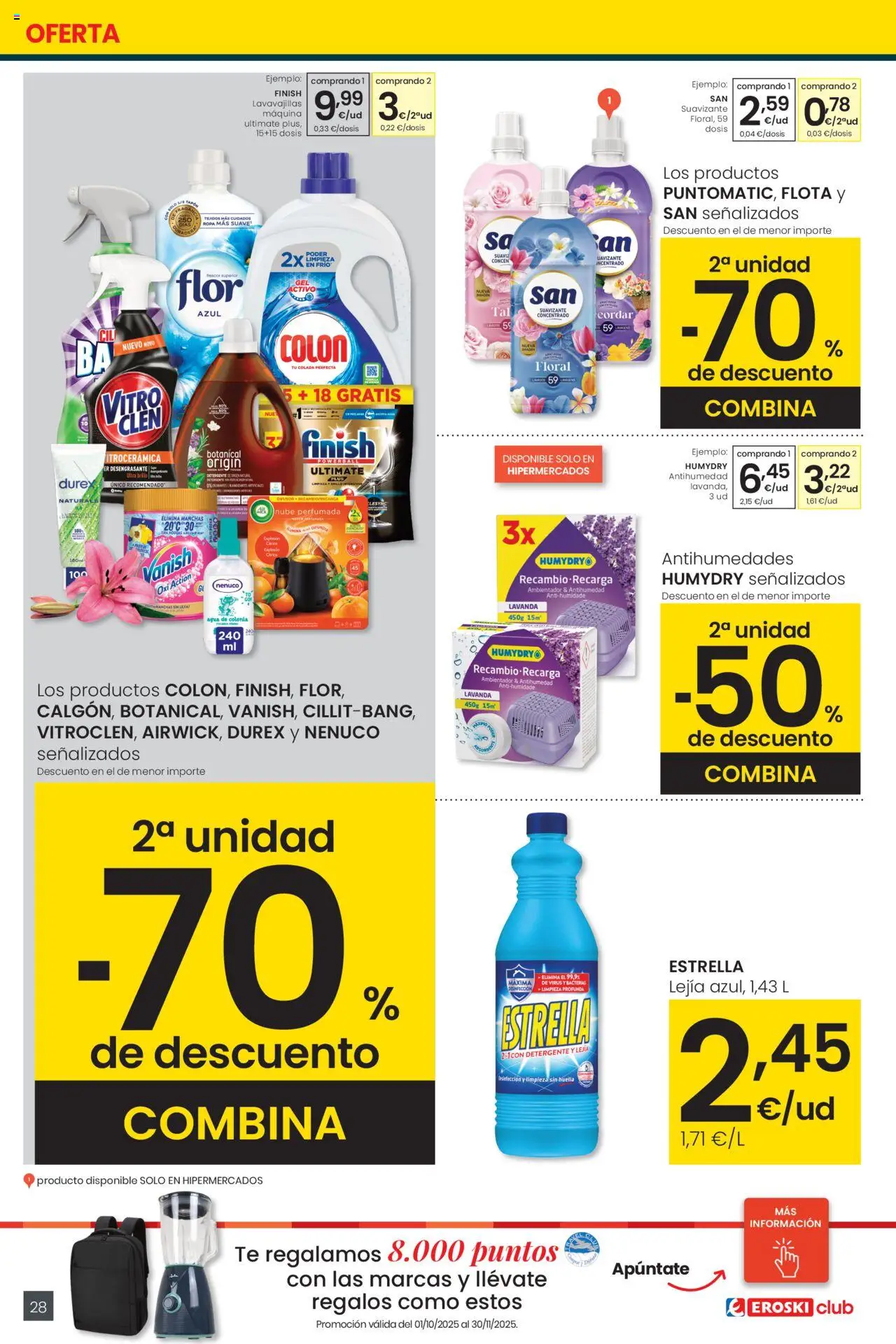 Eroski - Precio más bajo  │ válido desde el 16.10.2025 | Página: 28 | Productos: Agua de colonia, Colonia, Té, Lavavajillas