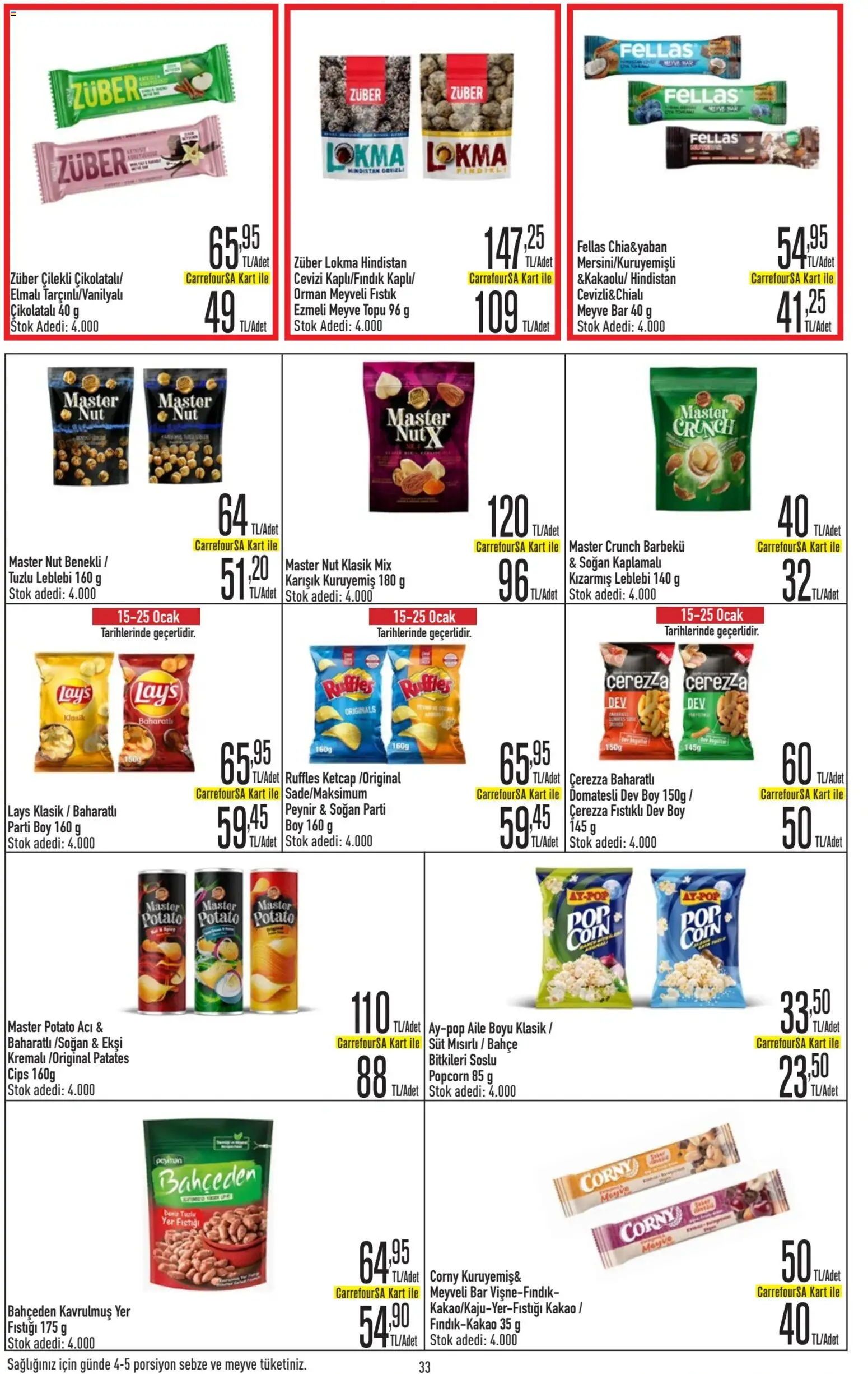 CarrefourSA Katalog - 15.01.2026 tarihinden itibaren geçerlidir | Sayfa: 33 | Ürünler: Patates, Meyve, Yer fıstığı, Ocak