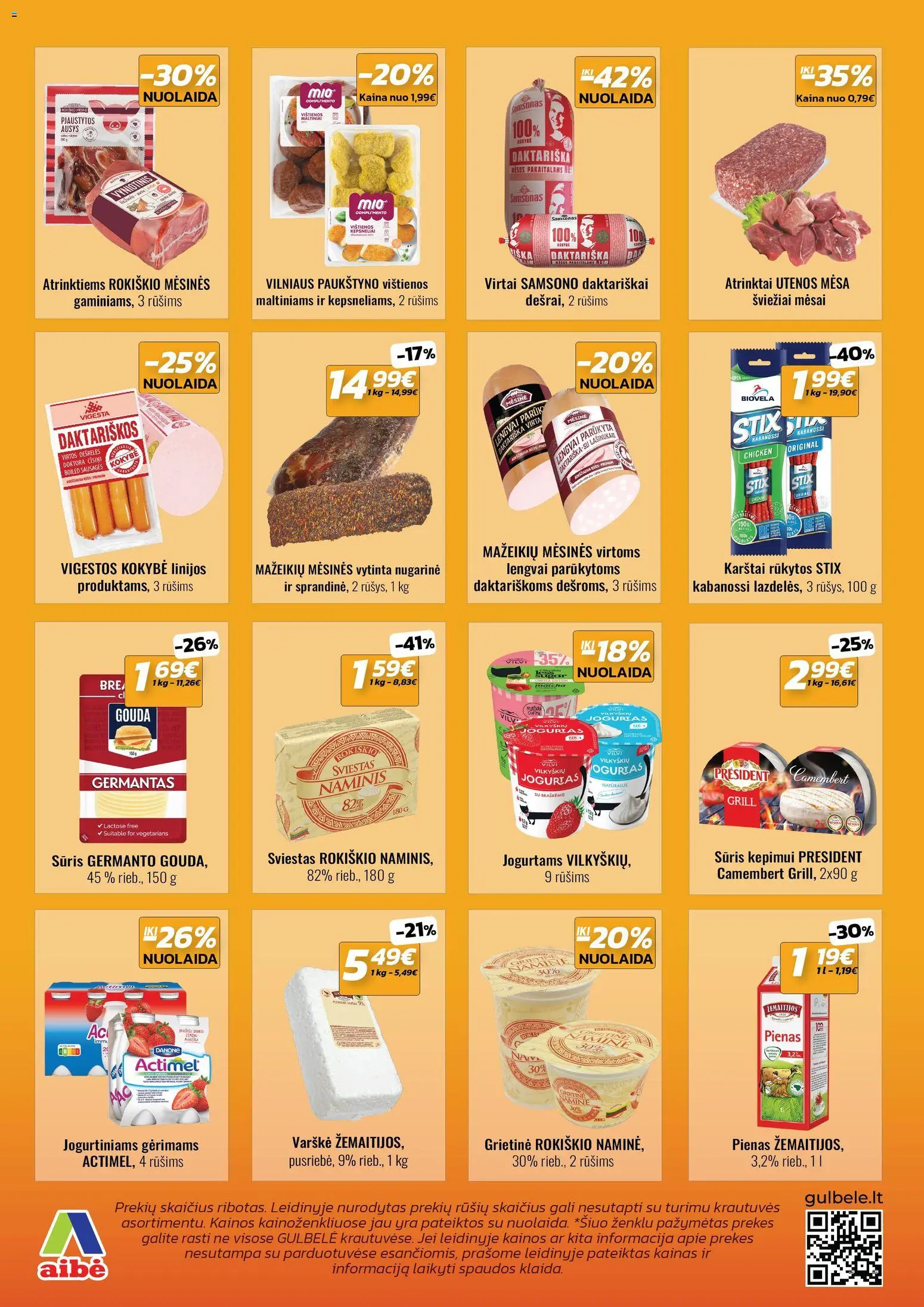 Gulbele akcijos nuo 16.04.2026 | Puslapis: 2 | Prekių: Vištienos, Dešrelės, Pienas, Sviestas