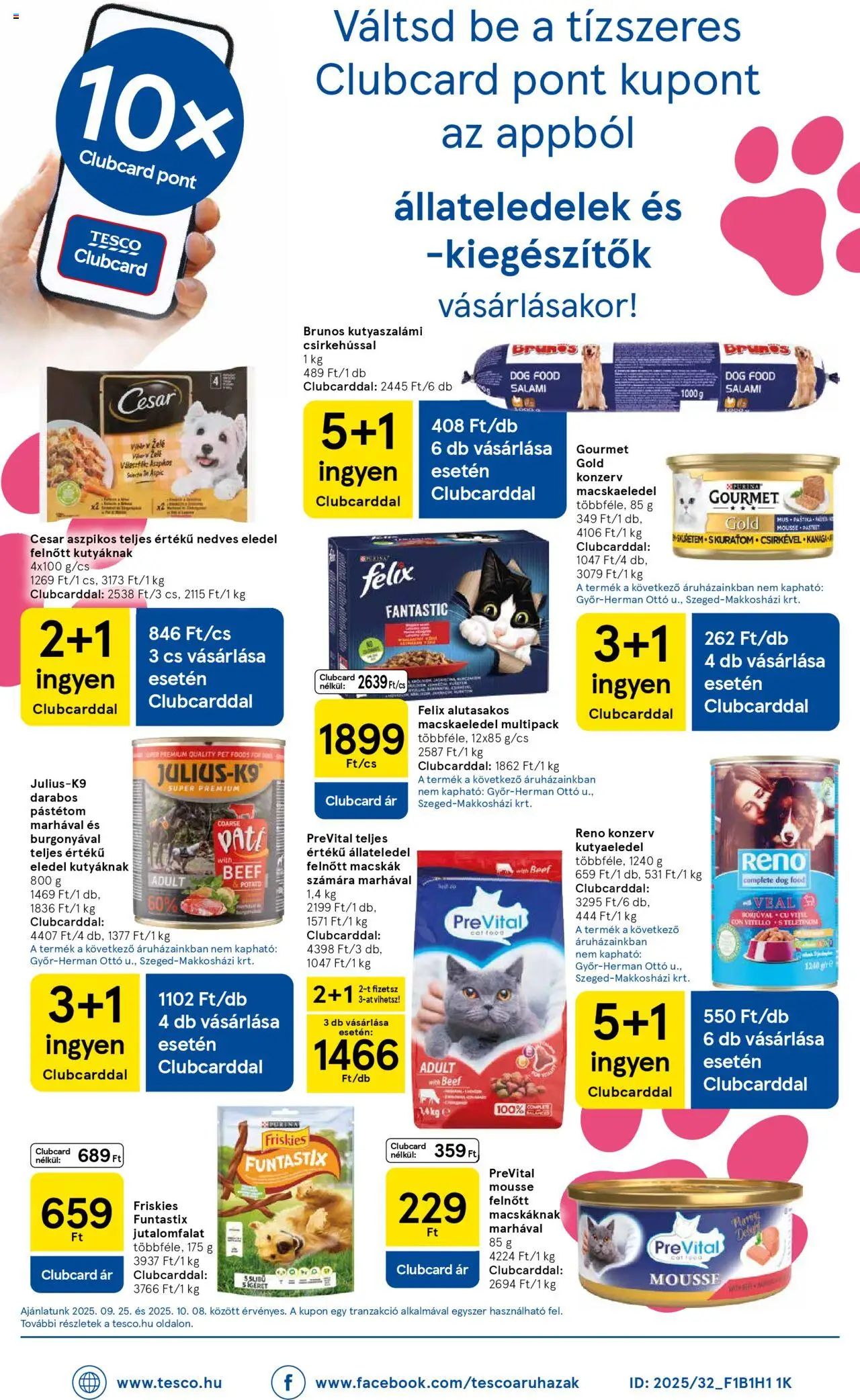 Tesco akciós ujság - amely érvényes a következő dátumtól: 02.10.2025 | Oldal: 8 | Termékek: Hús, Macskaeledel, Kutyaeledel, Pástétom