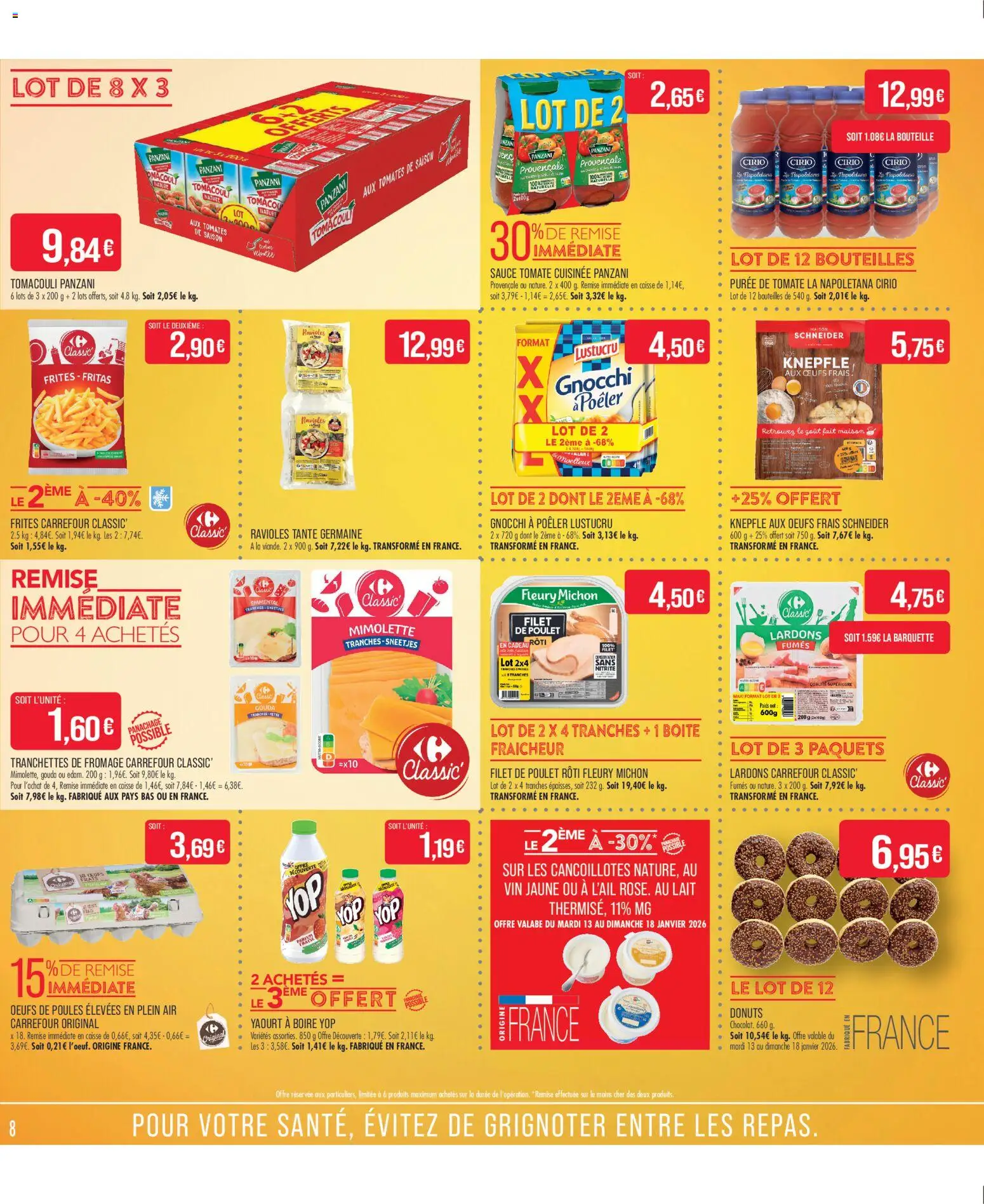 {H1} | Page: 8 | Produits: Frites, Emmental, Yaourt, Gouda