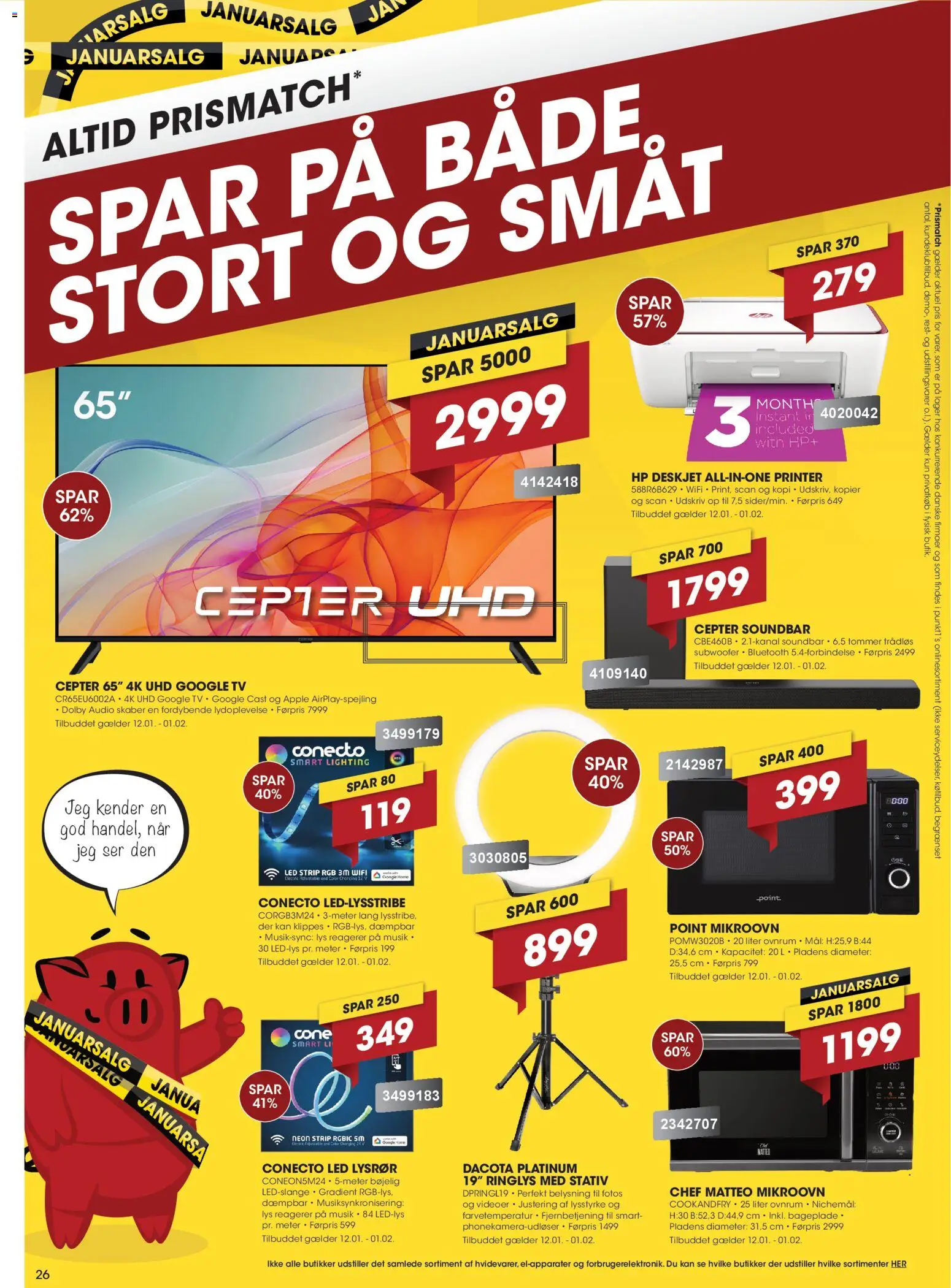 Punkt1 tilbudsavis – gyldig fra 12.01.2026 | Side: 26 | Produkter: Soundbar, Printer, TV, Søm