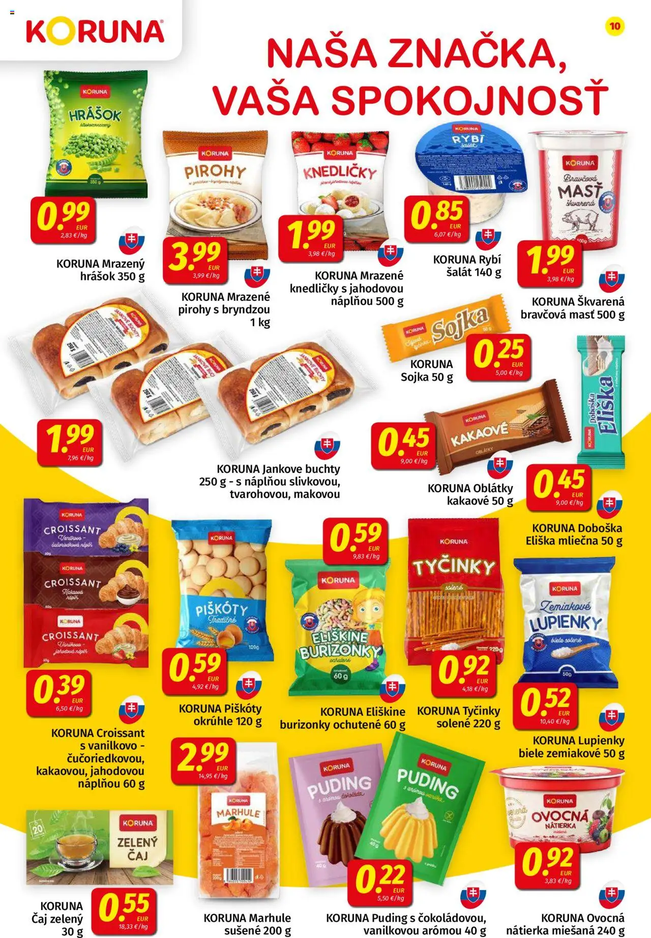 Koruna leták │ platný od 20.06.2025 | Strana: 10 | Produkty: Čaj, Puding, Hrášok, Šalát