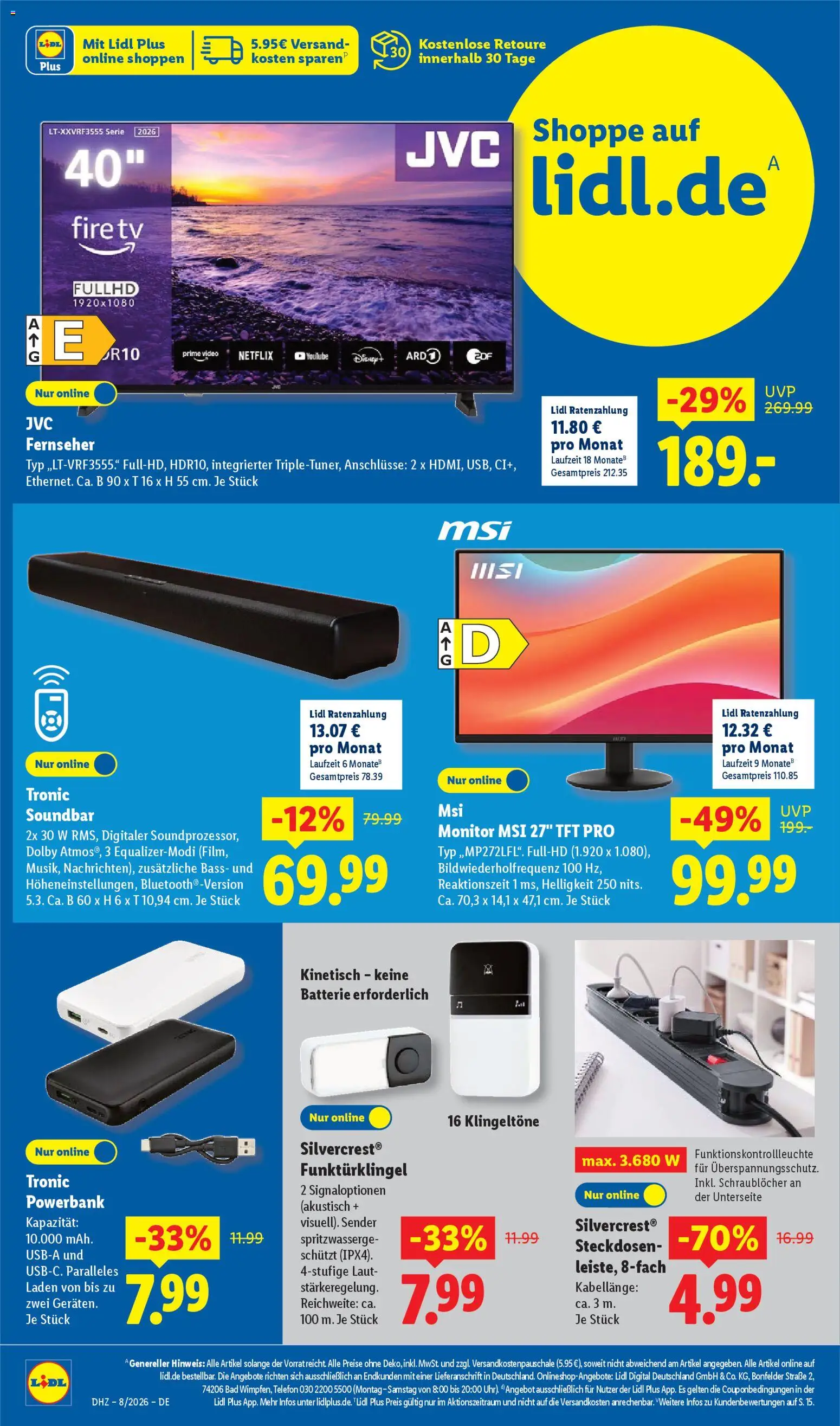 Lidl Prospekt Zossen – gültig ab 16.02.2026 | Seite: 42 | Produkte: Batterie, Powerbank, Monitor, Fernseher