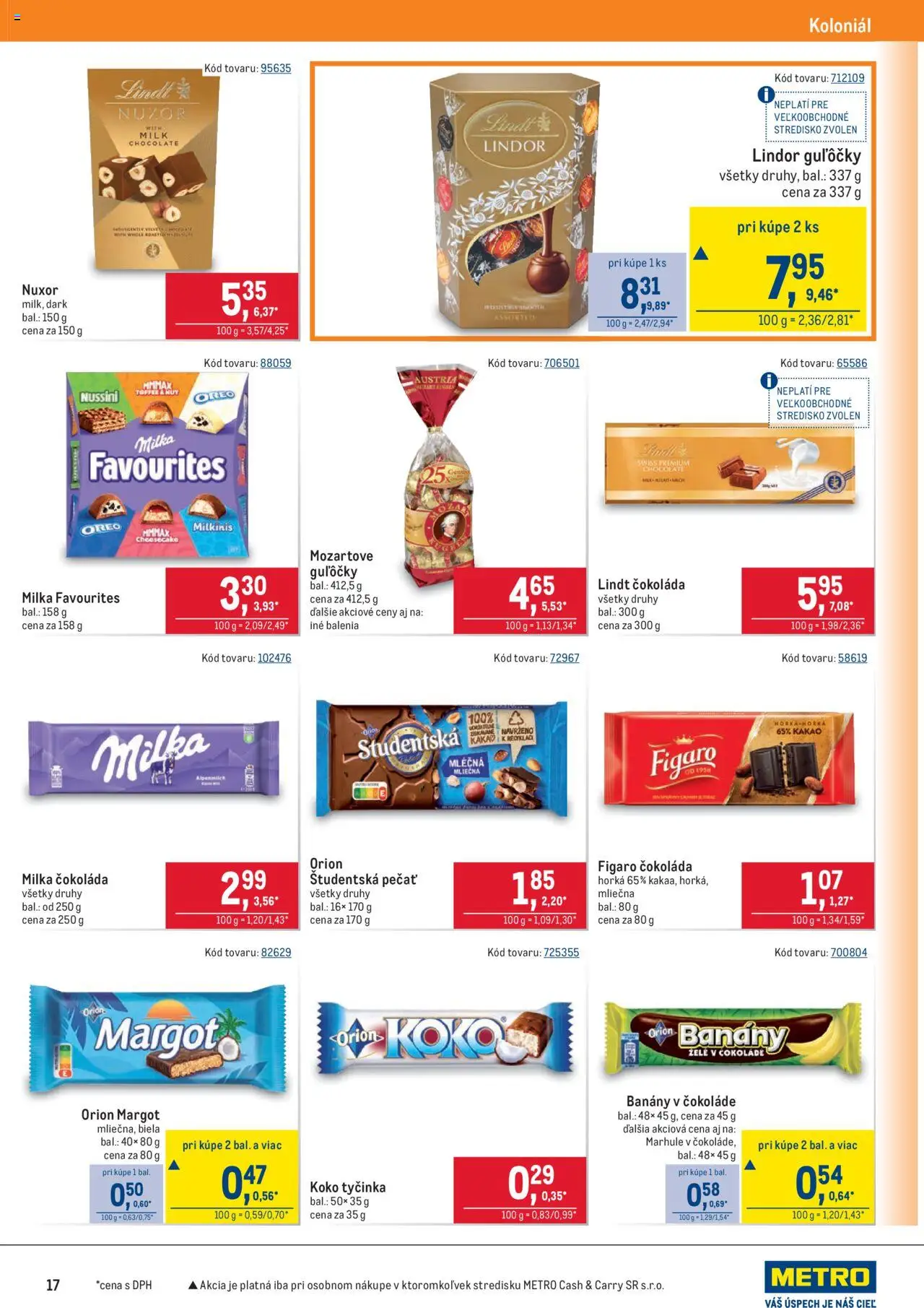 Metro Maloobchod │ platný od 30.07.2025 | Strana: 17 | Produkty: Banány, Lindt, Čokoláda, Milka