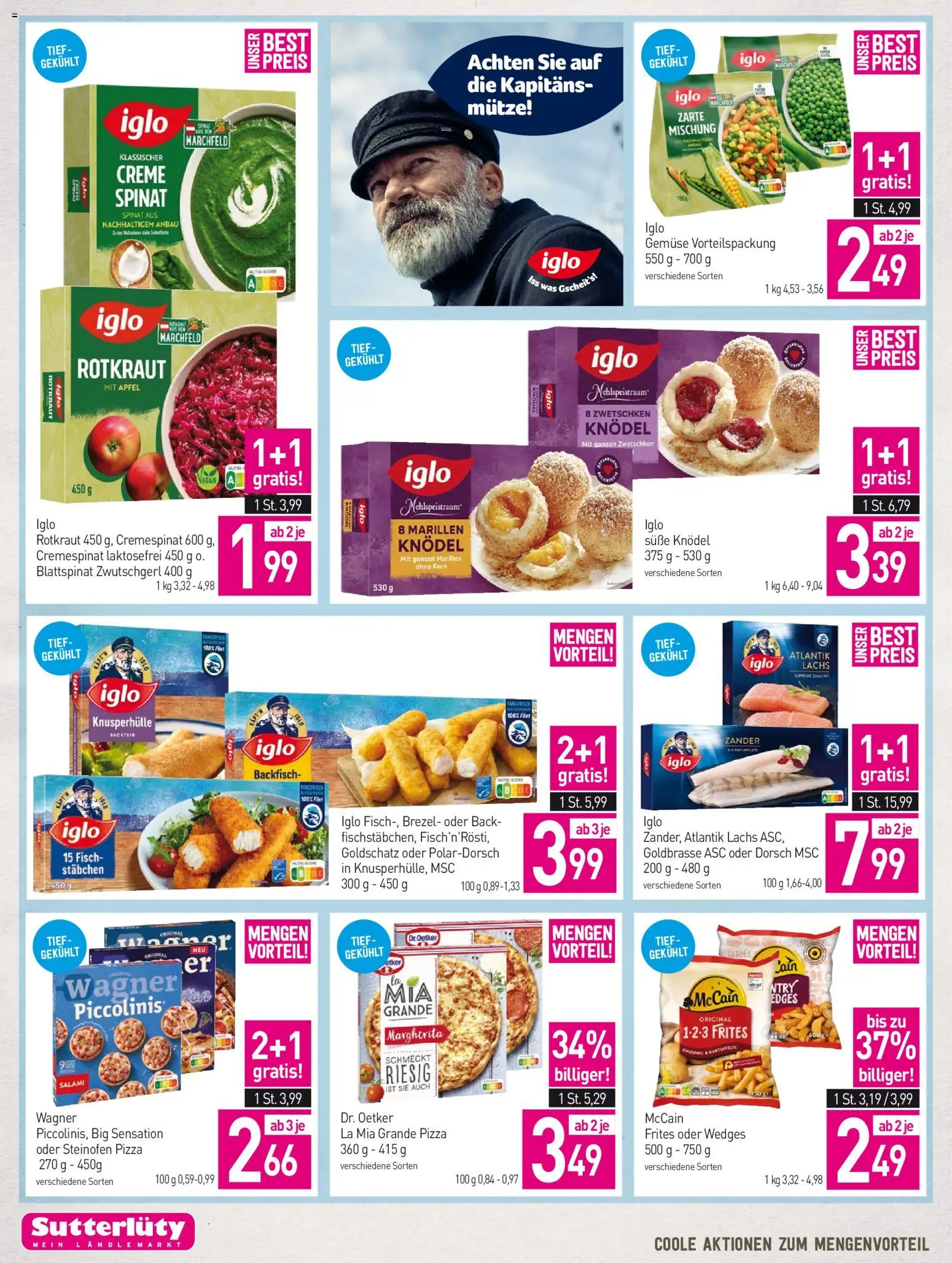 Sutterlüty Flugblatt gültig ab 22.10.2025 | Seite: 22 | Produkte: Gemüse, Salami, Pizza, Fisch