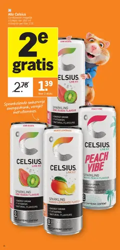 Celsius Kiwi Guava Flavour, Sparkling energy drink with kiwi guava flavour, 7 vitamins, natural flavours, 0 sugar, high caffeine content - Voorbeeld van een folder van Albert Heijn, geldig van 05.01.2026 | Pagina: 16