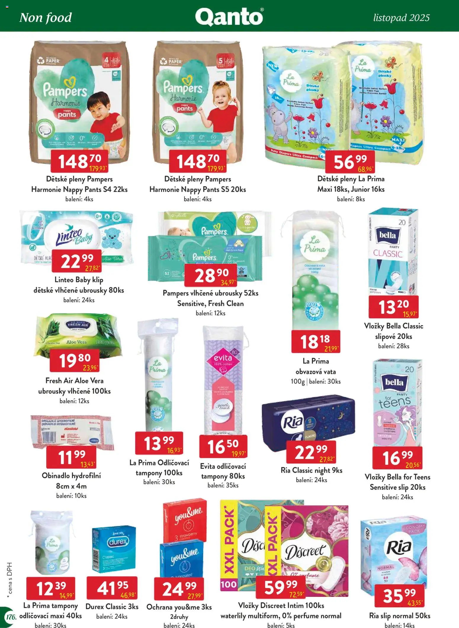 Astur & Qanto - Leták - Velkoobchod 11/2025 od 01.11.2025 | Strana: 176 | Produkty: Vlhčené ubrousky, Vložky, Pampers, Durex