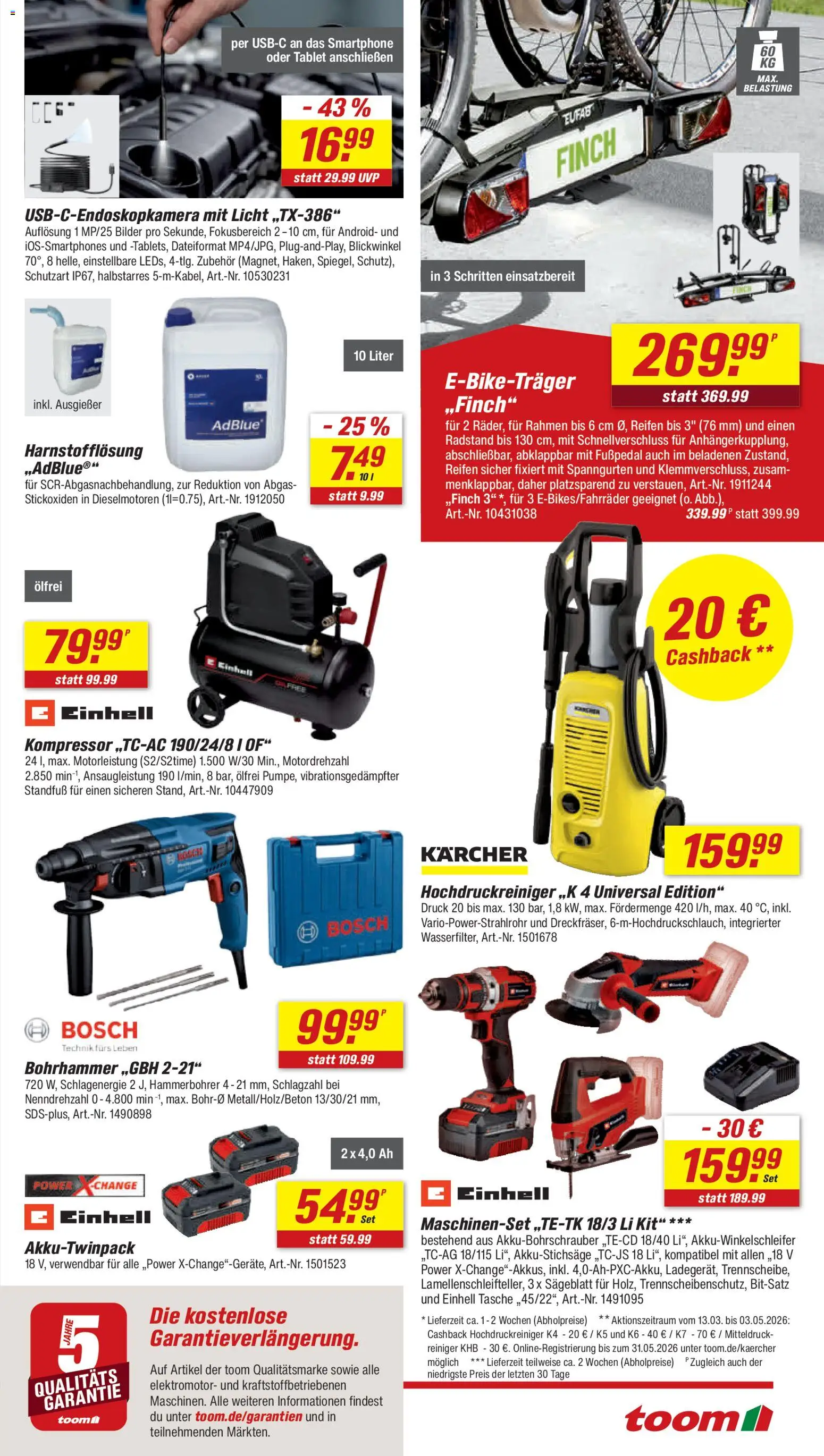 Toom Baumarkt Prospekt 	 – gültig ab 11.04.2026 | Seite: 13 | Produkte: Tasche, Hochdruckreiniger, Smartphone, Tablet