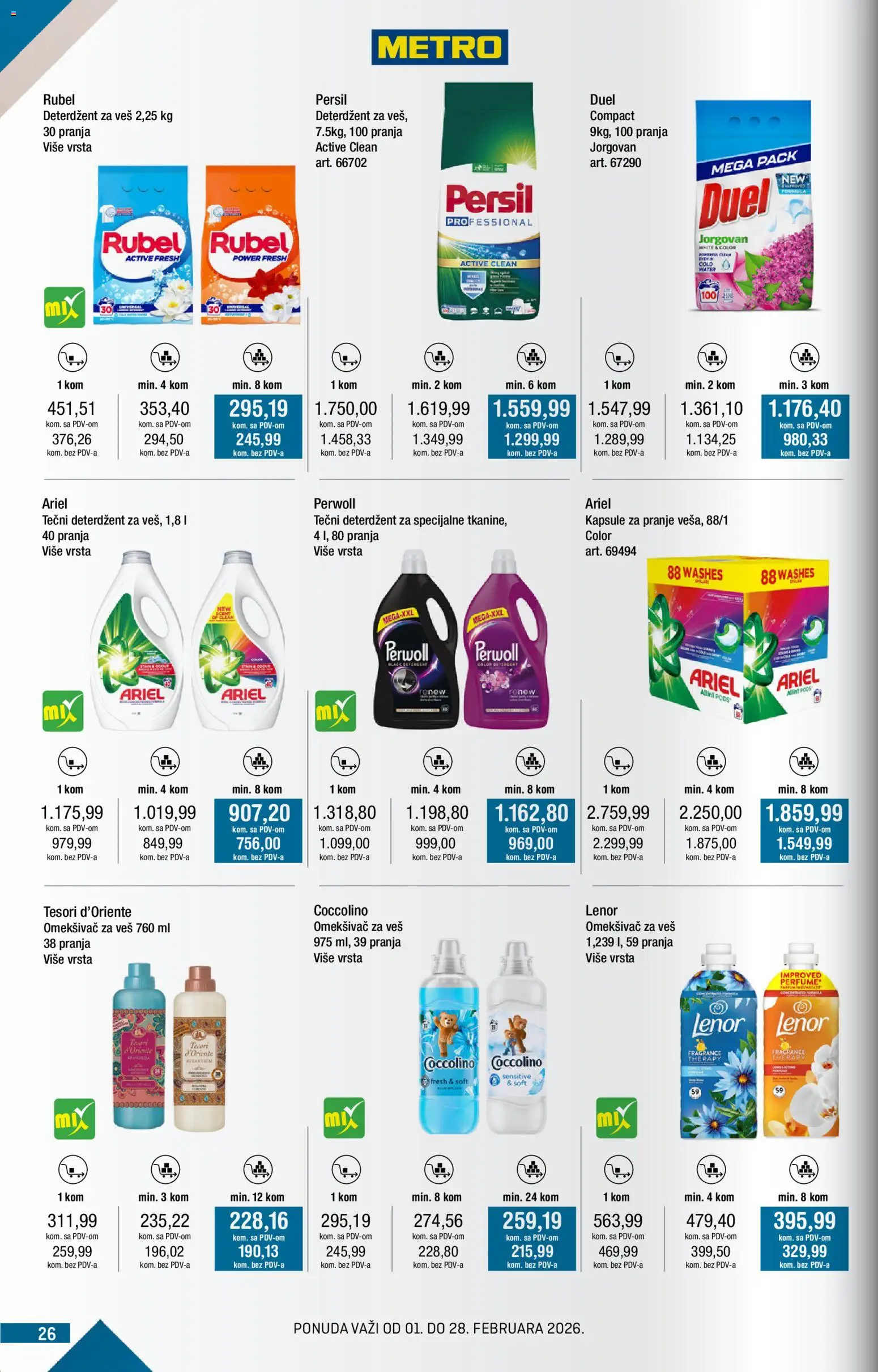 Metro katalog - važi od 01.02.2026 | Strana: 26 | Proizvode: Deterdžent, Tečni deterdžent, Perwoll, Persil