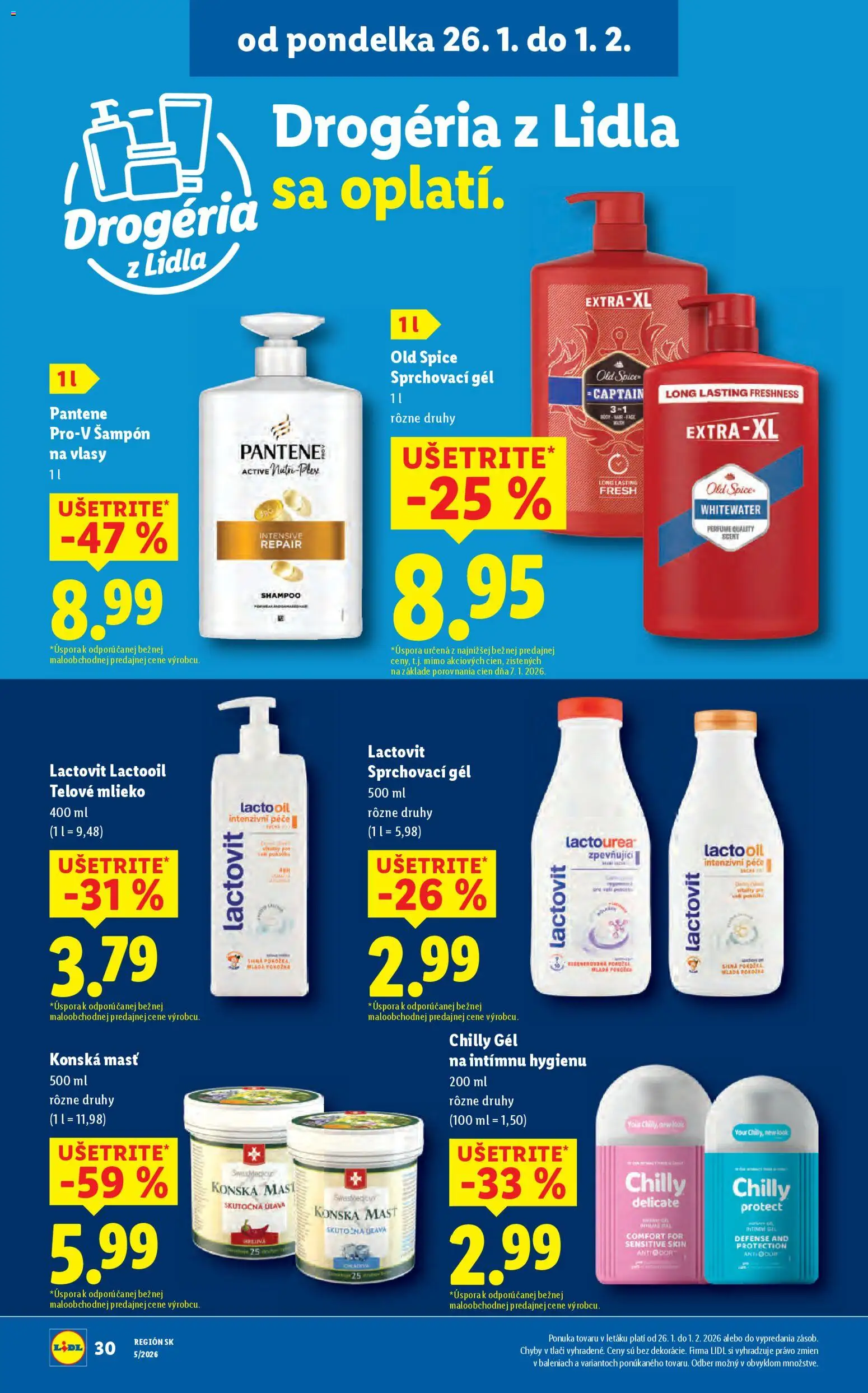Nové Lidl akcie – leták je platný od 26.01.2026 | Strana: 36 | Produkty: Mlieko, Old Spice, Šampón, Telové mlieko