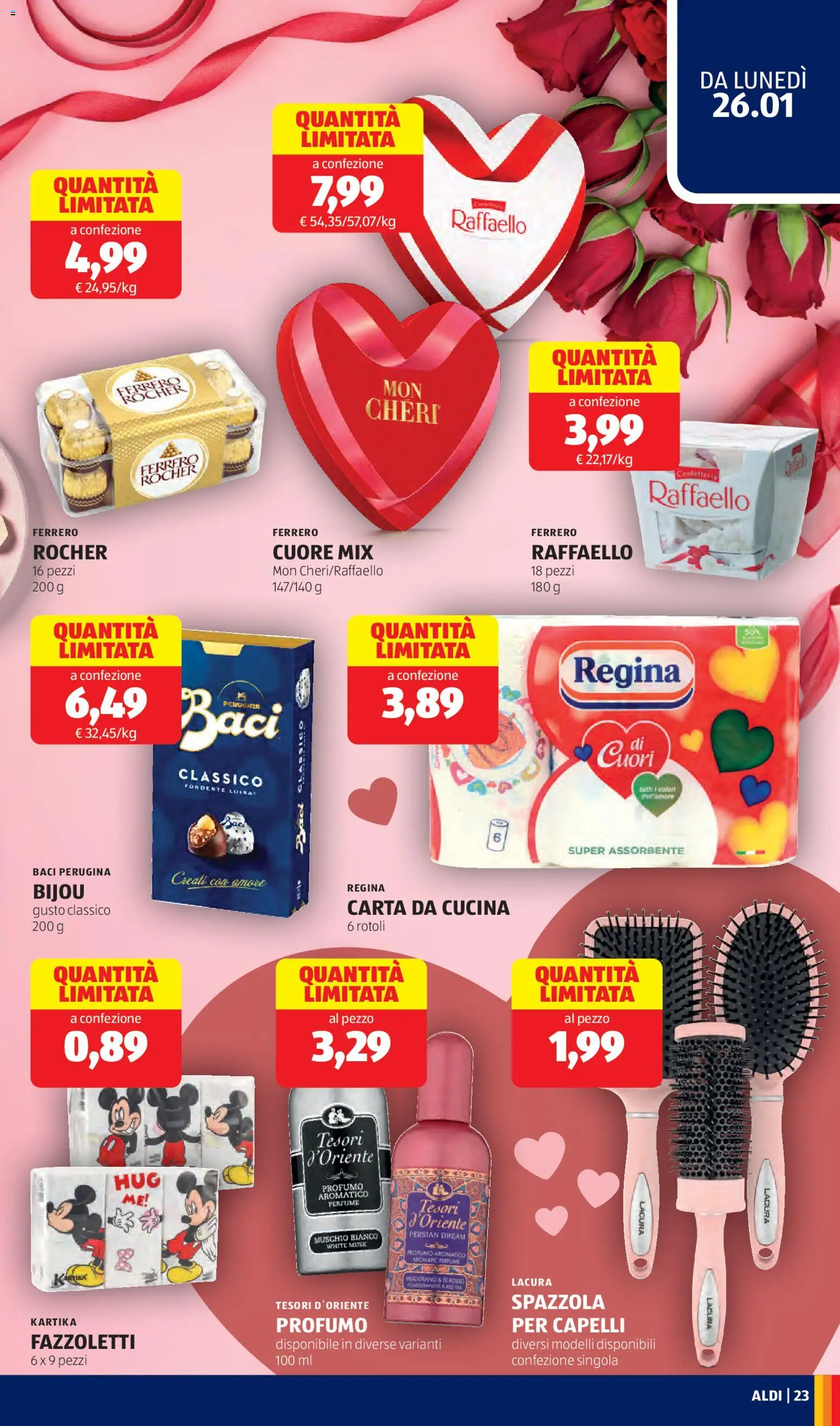Volantino Aldi del 26.01.2026 | Pagina: 23 | Prodotti: Spazzola, Fazzoletti, Profumo