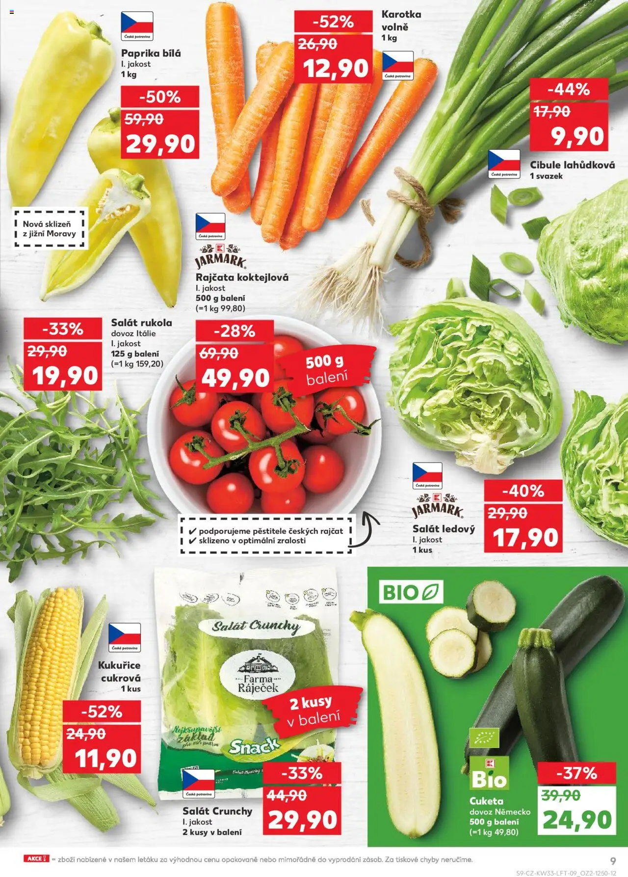 Kaufland leták - Brno od 13.08.2025 | Strana: 9 | Produkty: Rajčata, Salát, Rukola, Cibule