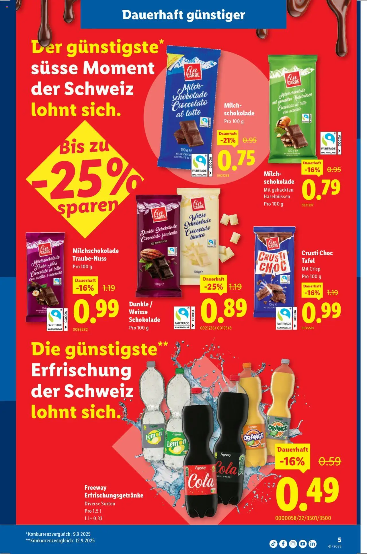 Lidl Aktionen – gültig ab 09.10.2025 | Seite: 5 | Produkte: Dunkle schokolade, Milch, Schokolade
