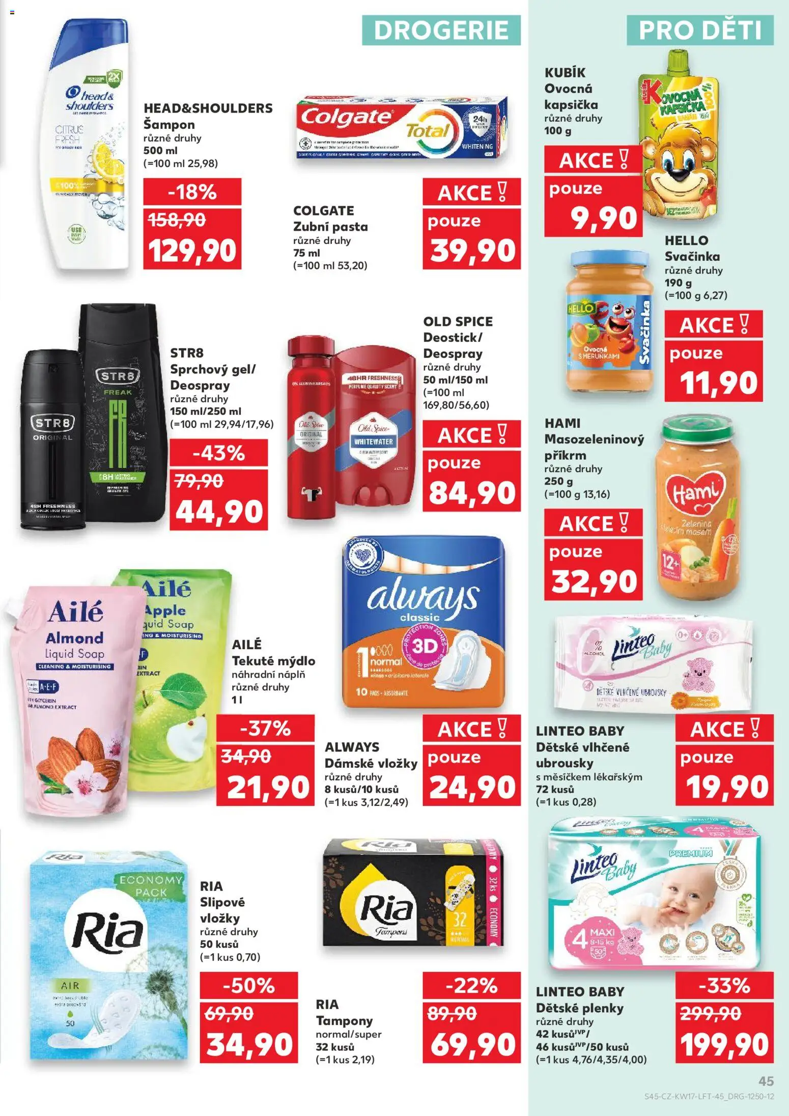 Kaufland leták - Kolín od 22.04.2026 | Strana: 45 | Produkty: Vlhčené ubrousky, Zubní pasta, Banán, Příkrm