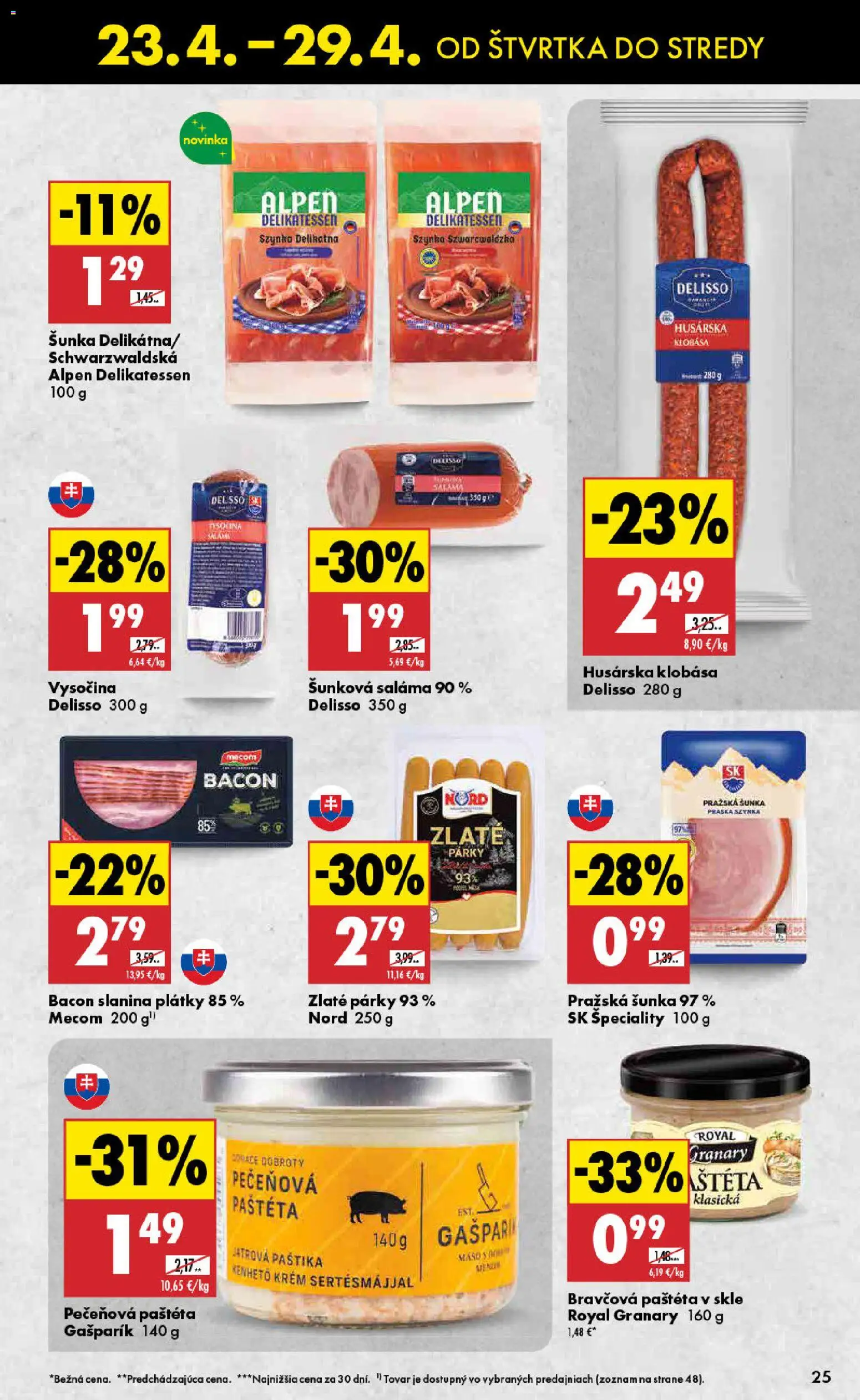 Nové Biedronka akcie – leták je platný od 23.04.2026 | Strana: 25 | Produkty: Saláma, Šunka, Klobása, Krém