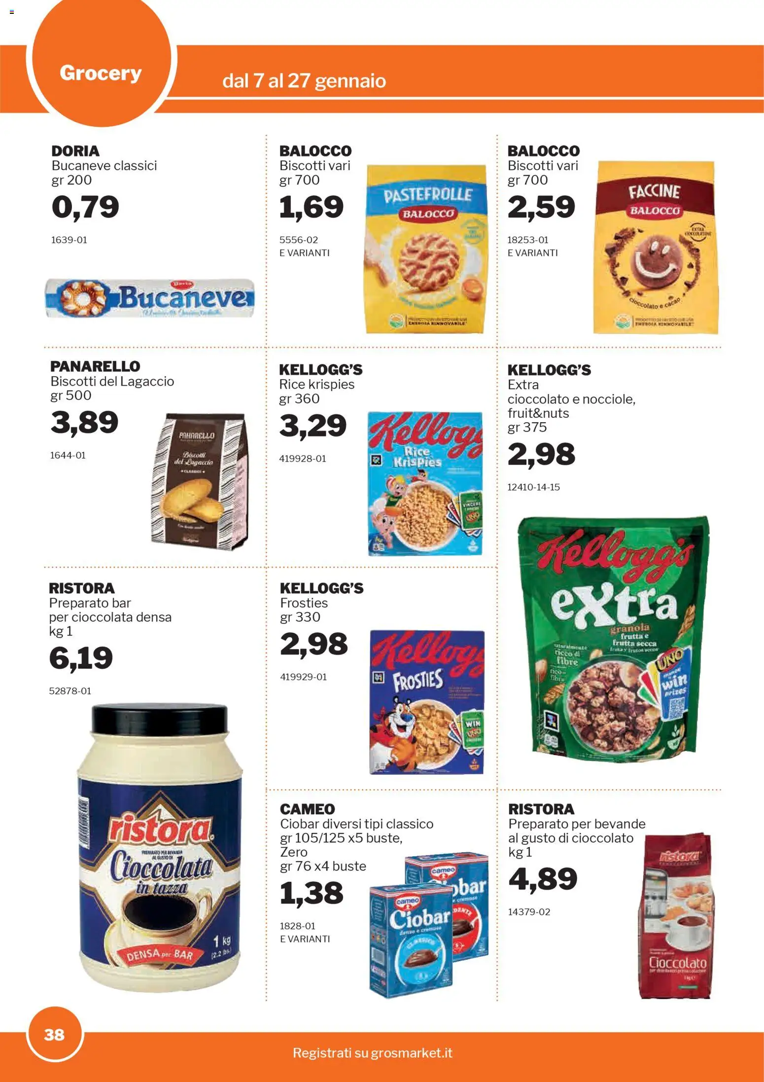 Volantino Sogegross del 07.01.2026 | Pagina: 38 | Prodotti: Cioccolato, Biscotti, Frutta, Cacao