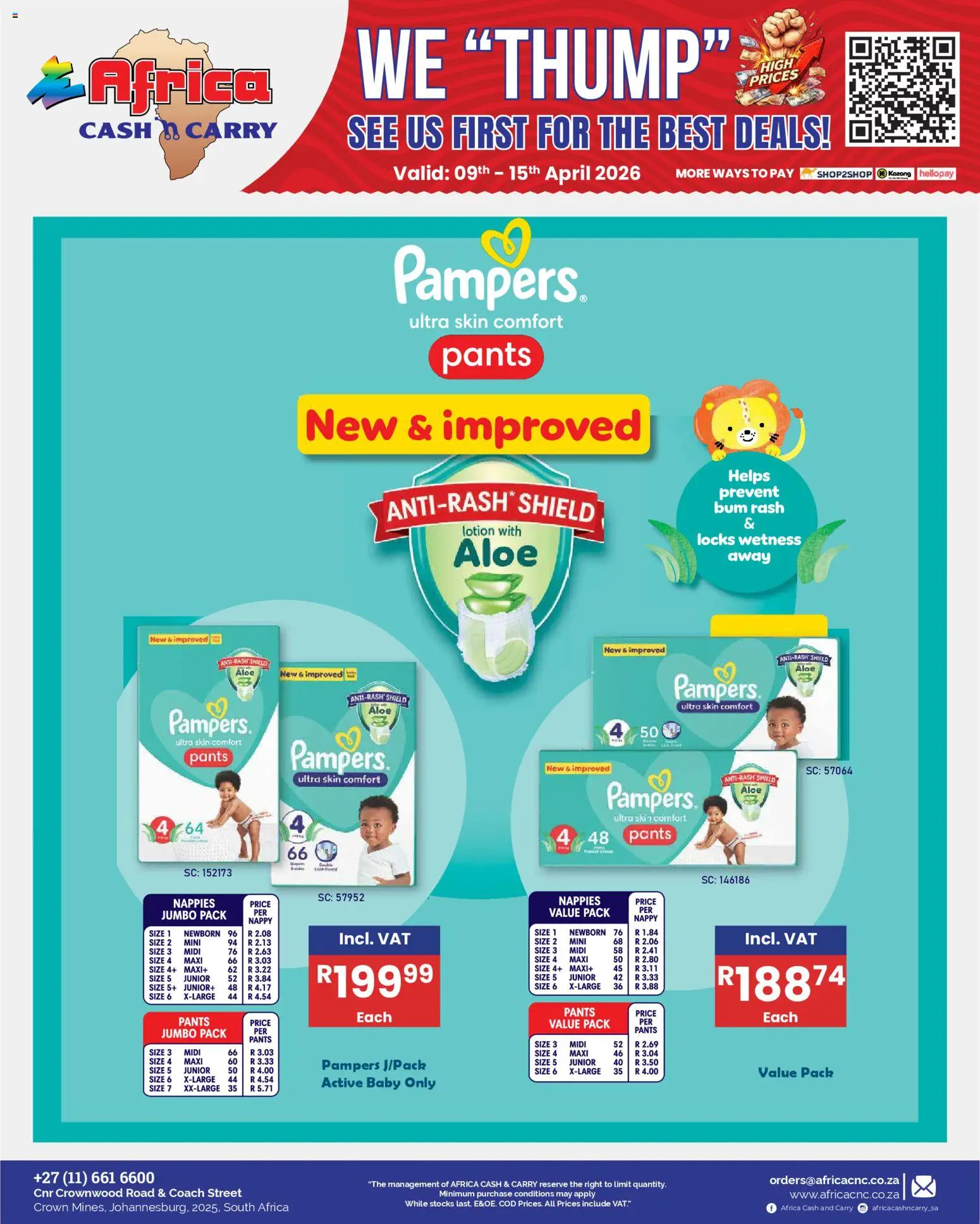 New Africa Cash & Carry catalogue – valid from 09.04.2026 | Page: 46 | Products: Pants, Nappies, Lotion