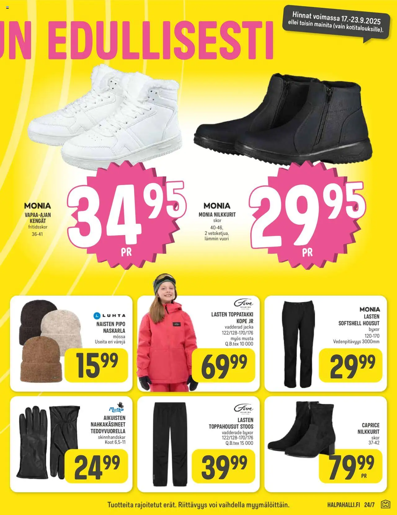 Halpa Halli tarjoukset – voimassa 17.09.2025 alkaen | Sivu: 11 | Tuotteet: Nilkkurit, Housut, Voi, Pipo