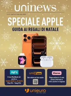 Anteprima del volantino Unieuro Apple catalogo valido a partire dal 08.12.2025