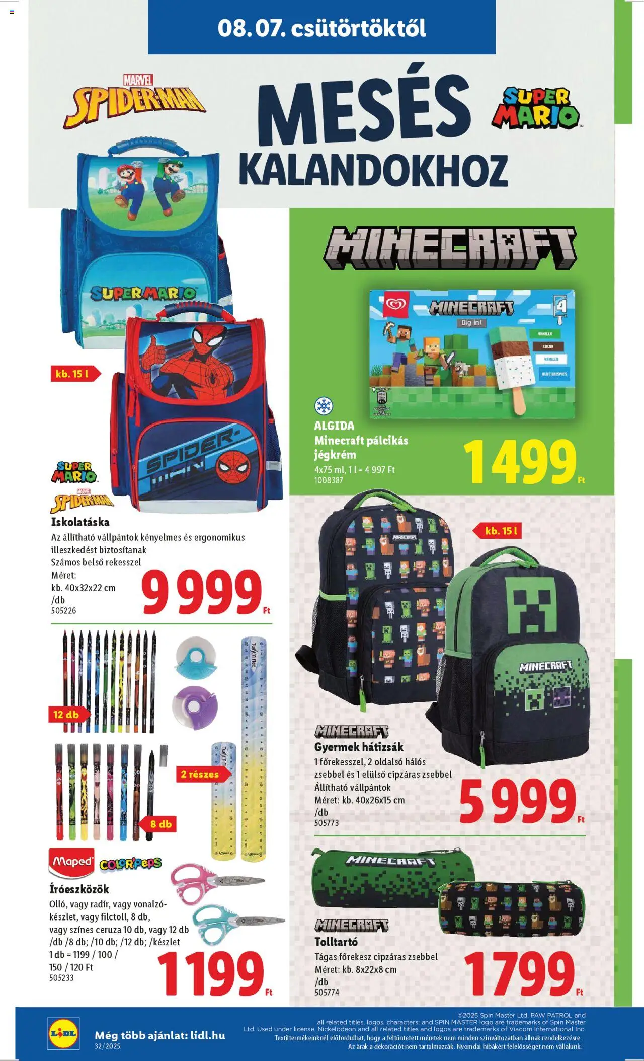 Lidl akciós ujság - amely érvényes a következő dátumtól: 07.08.2025 | Oldal: 26 | Termékek: Hátizsák, Tolltartó, Jégkrém, Pálcikás jégkrém